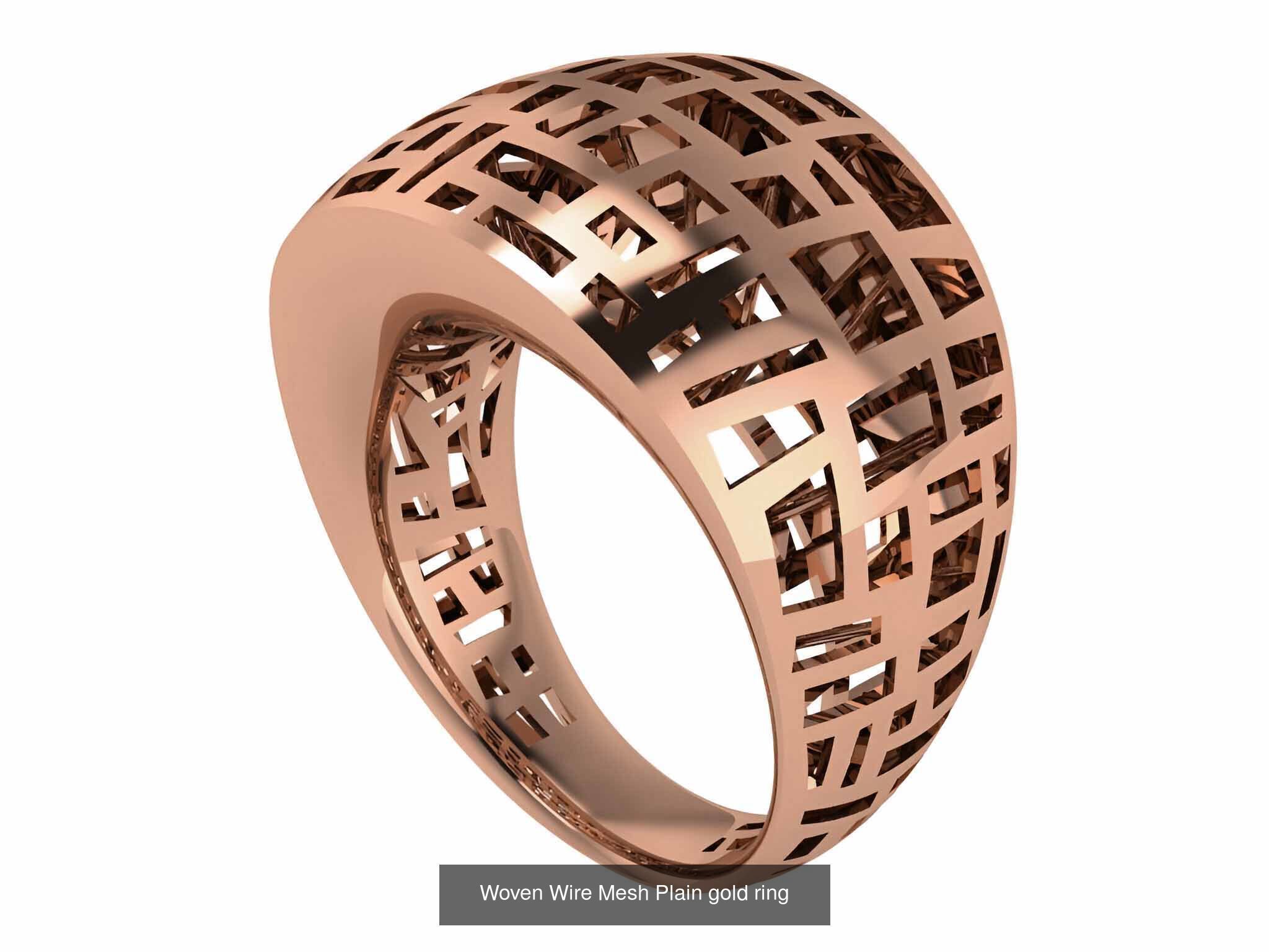 25 Woven Wire Mesh Plain gold ring  3D Model Collection_10