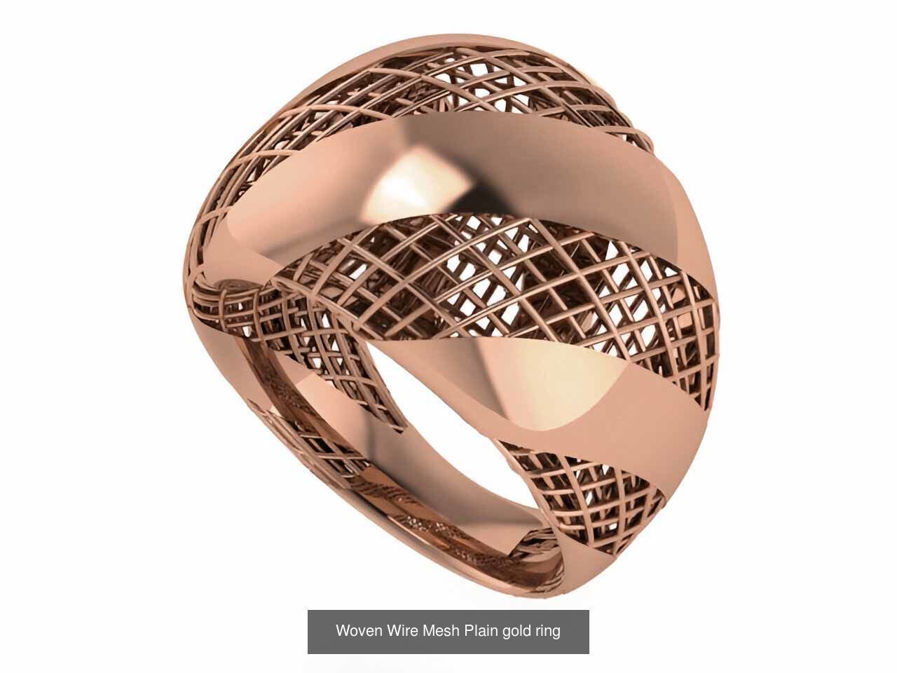 25 Woven Wire Mesh Plain gold ring  3D Model Collection_3
