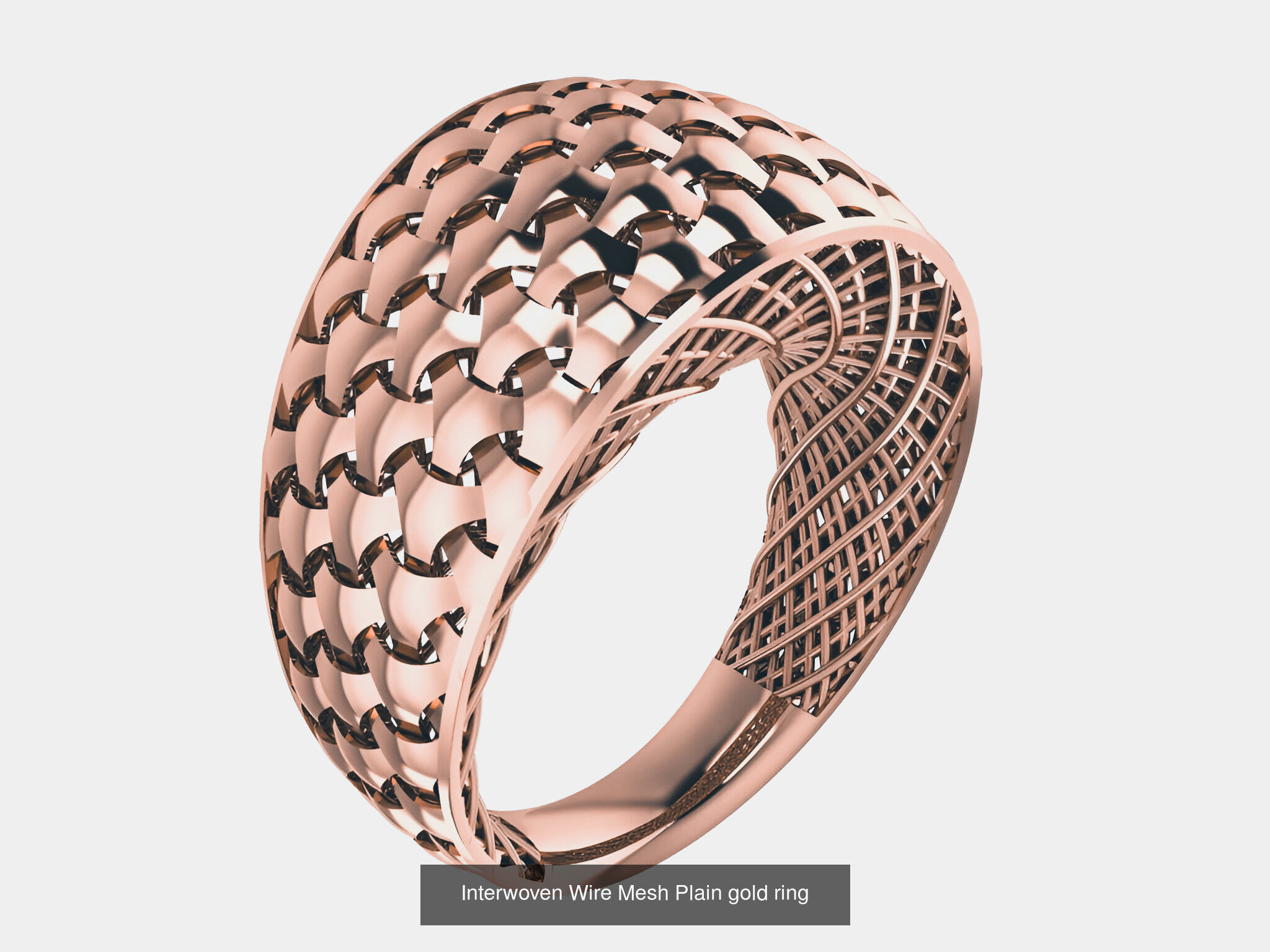 25 Woven Wire Mesh Plain gold ring  3D Model Collection_23