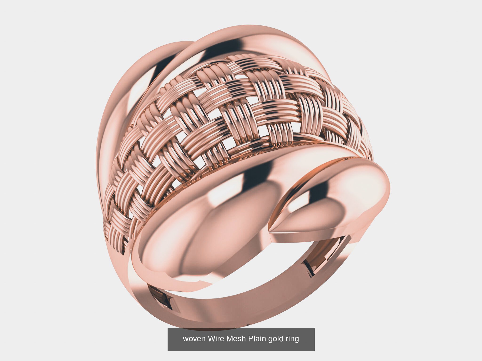 25 Woven Wire Mesh Plain gold ring  3D Model Collection_2