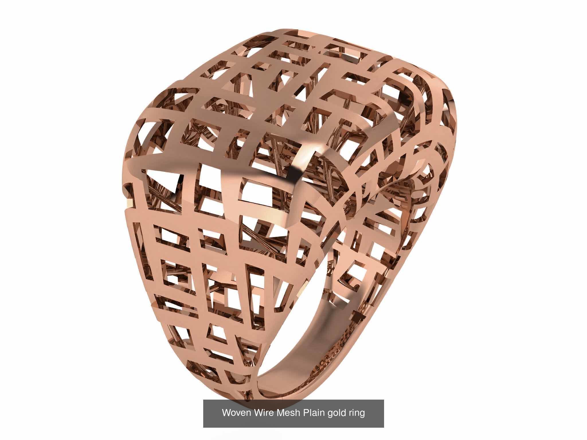 25 Woven Wire Mesh Plain gold ring  3D Model Collection_13