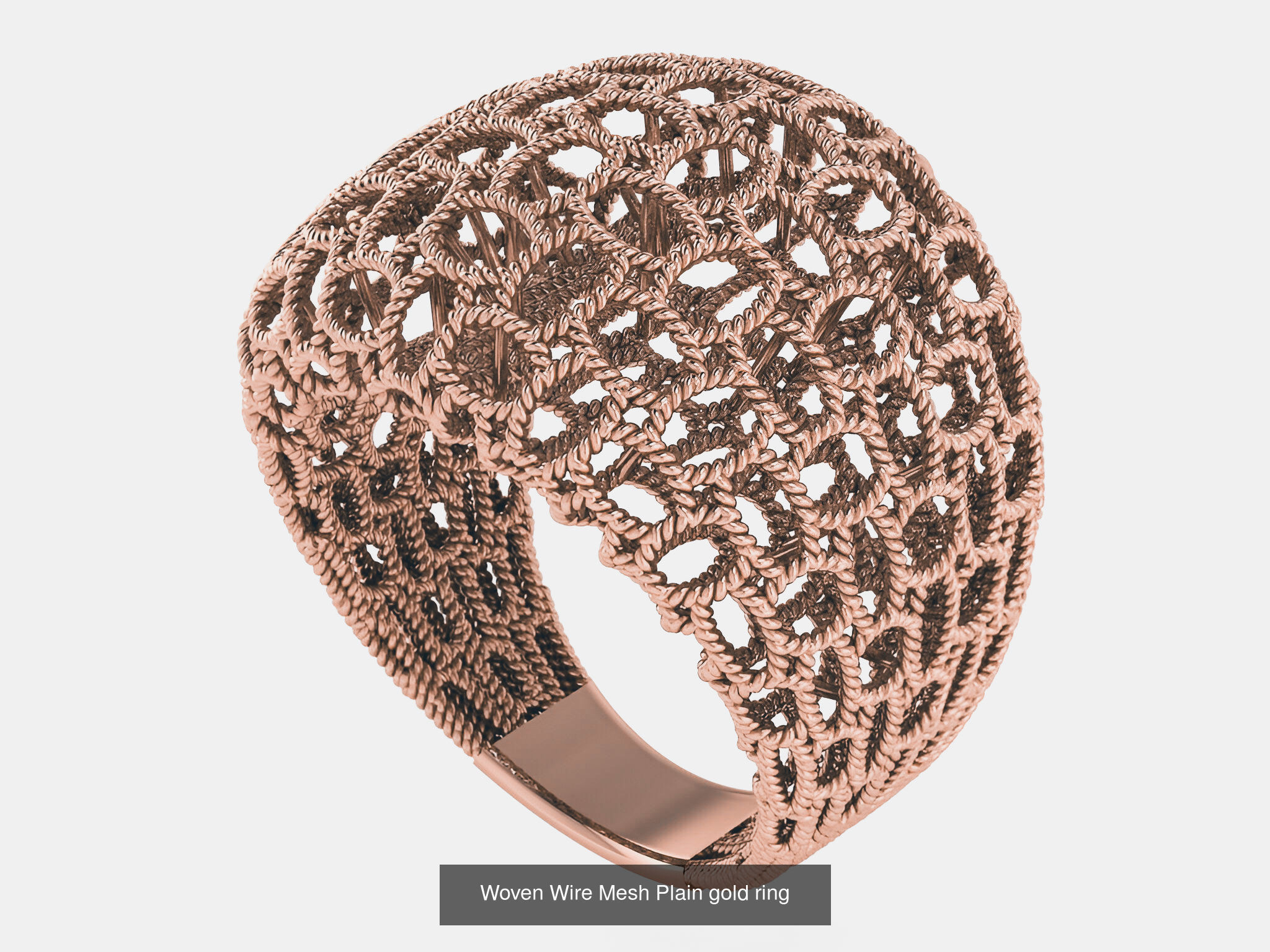 25 Woven Wire Mesh Plain gold ring  3D Model Collection_21
