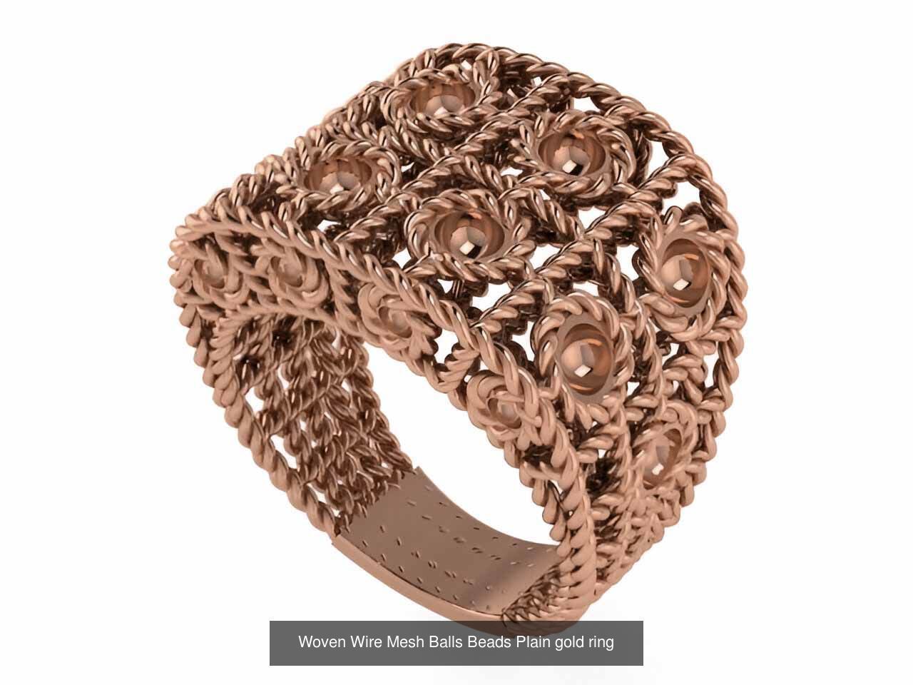 25 Woven Wire Mesh Plain gold ring  3D Model Collection_6