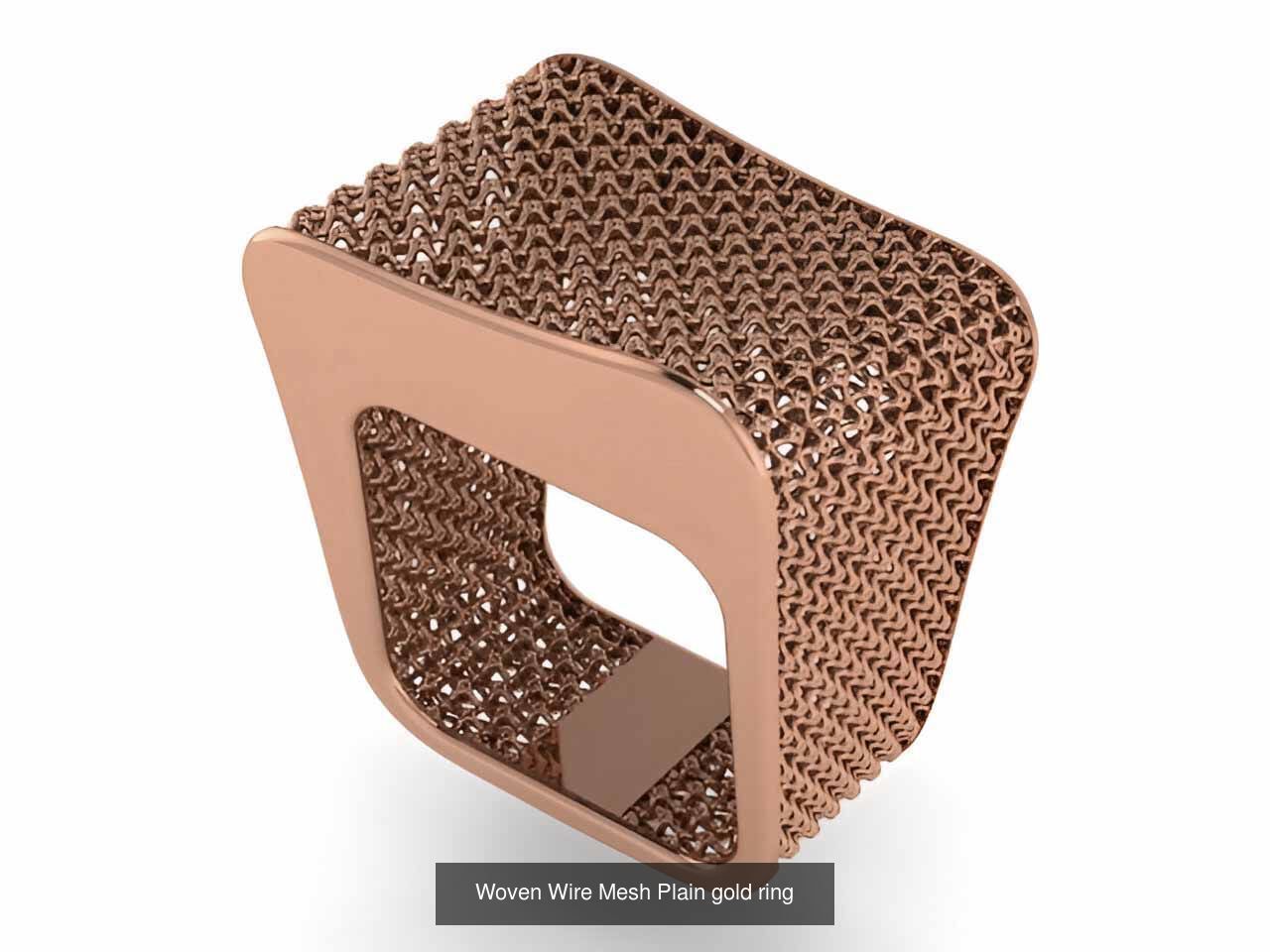 25 Woven Wire Mesh Plain gold ring  3D Model Collection_18