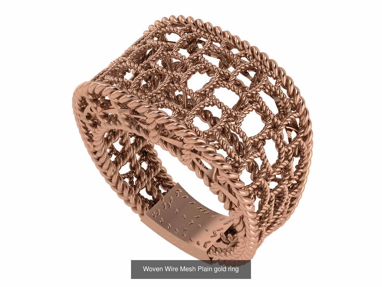 25 Woven Wire Mesh Plain gold ring  3D Model Collection_5