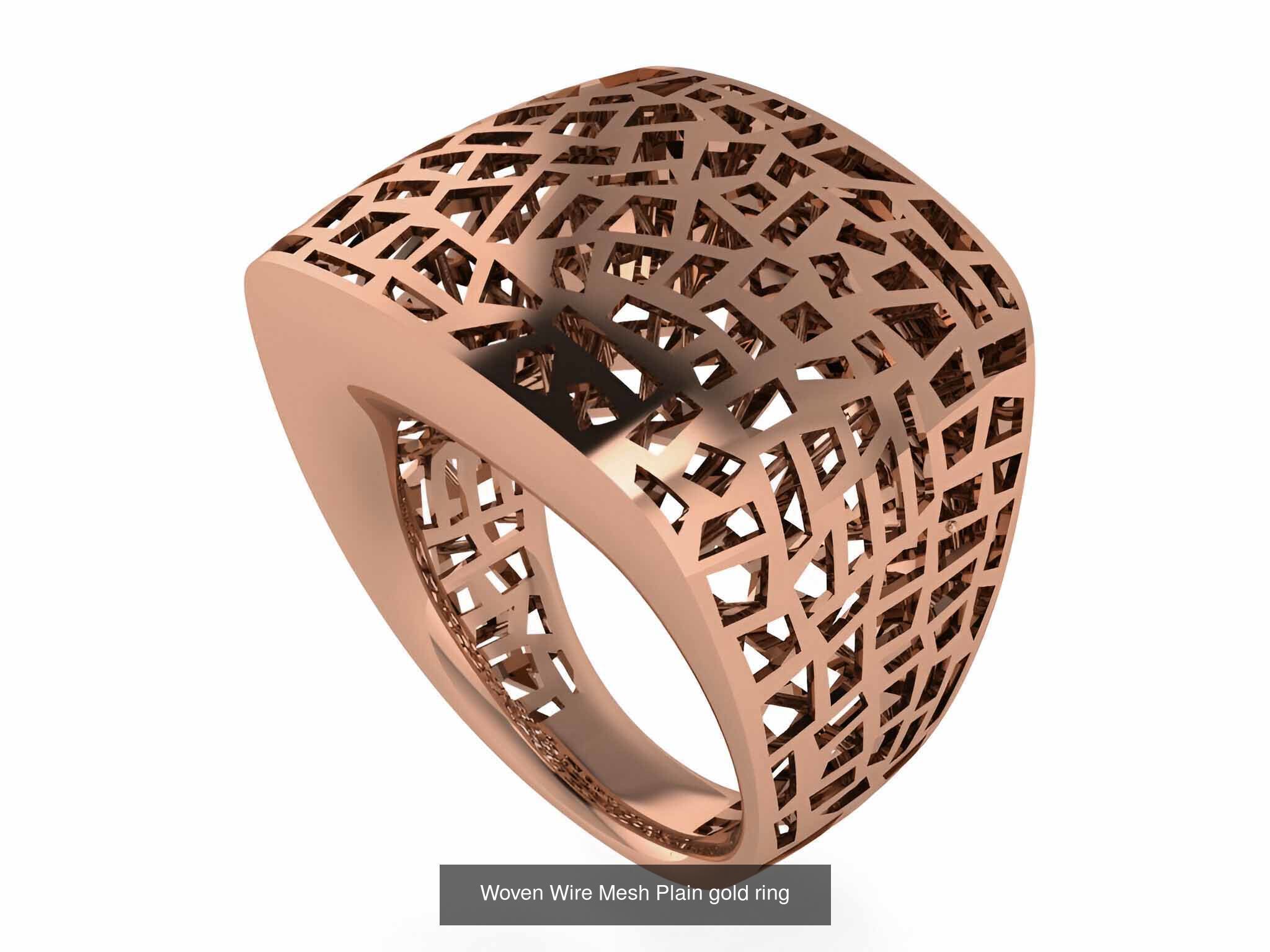 25 Woven Wire Mesh Plain gold ring  3D Model Collection_4
