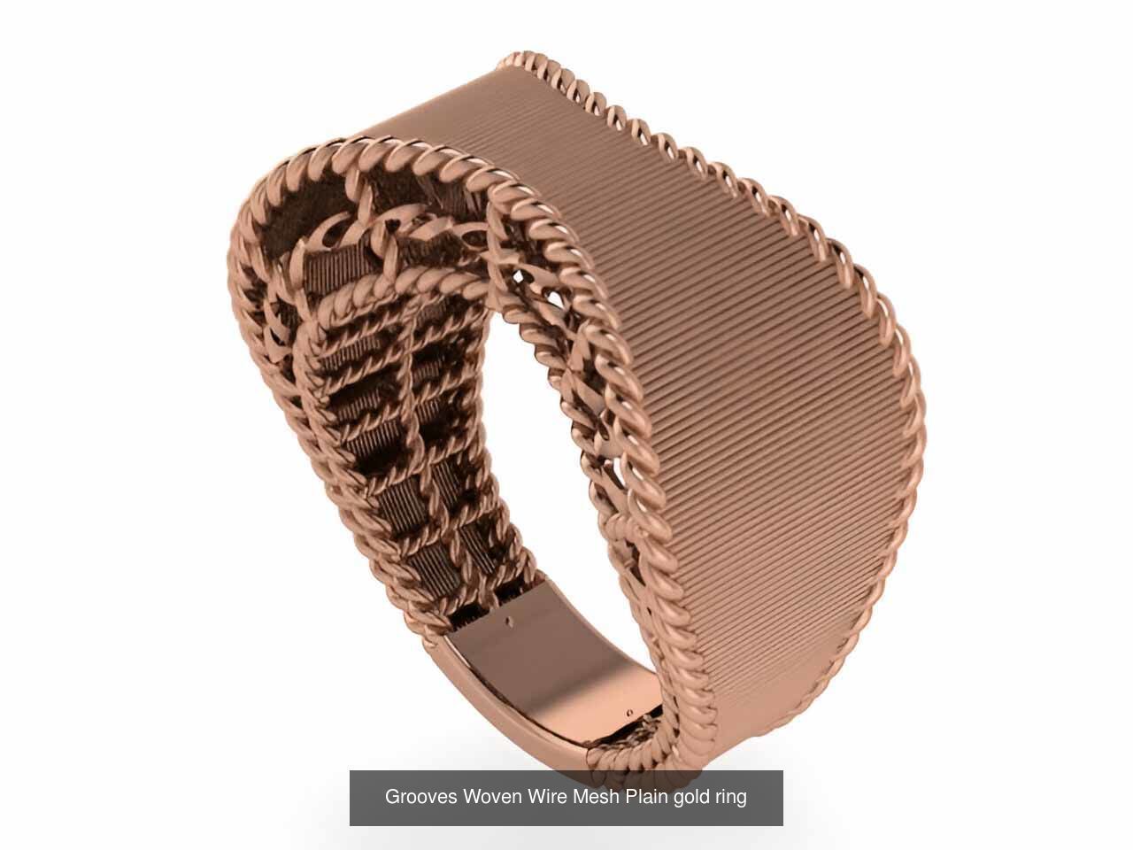 25 Woven Wire Mesh Plain gold ring  3D Model Collection_12