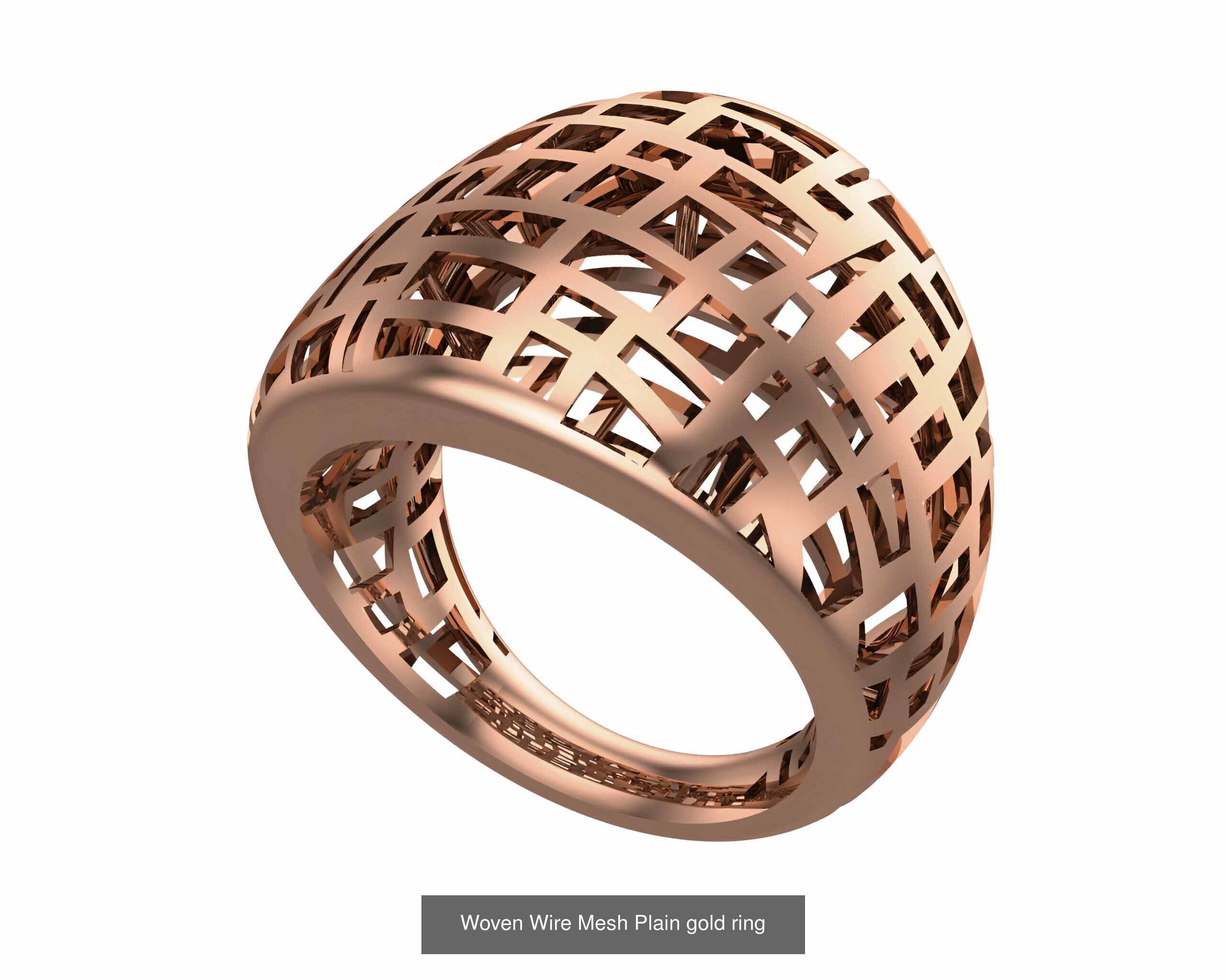 25 Woven Wire Mesh Plain gold ring  3D Model Collection_15