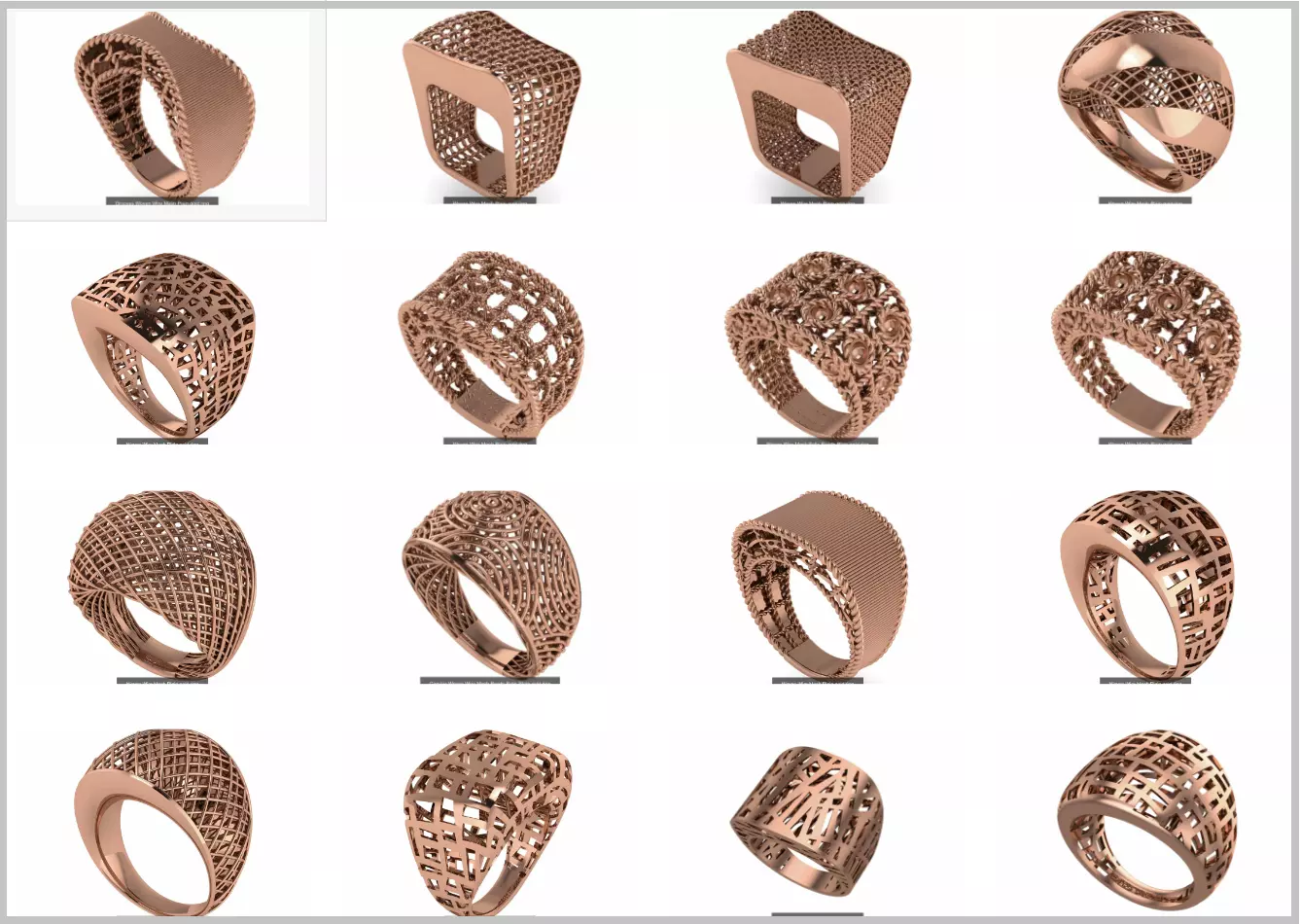 25 Woven Wire Mesh Plain gold ring  3D Model Collection_0