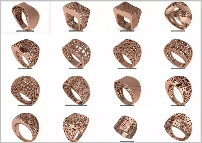 25 Woven Wire Mesh Plain gold ring  3D Model Collection