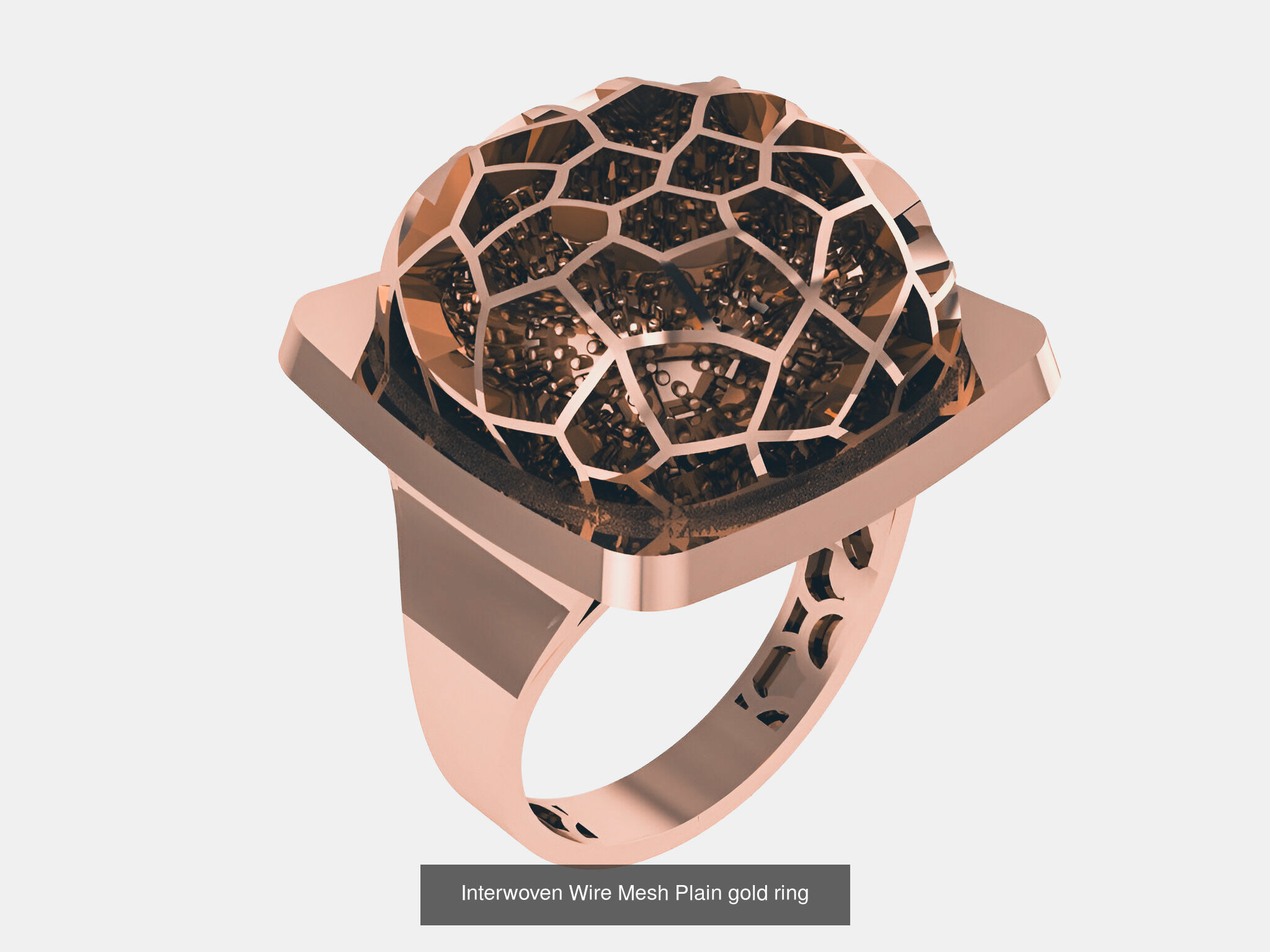 25 Woven Wire Mesh Plain gold ring  3D Model Collection_22