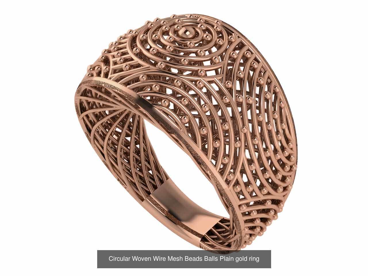 25 Woven Wire Mesh Plain gold ring  3D Model Collection_8