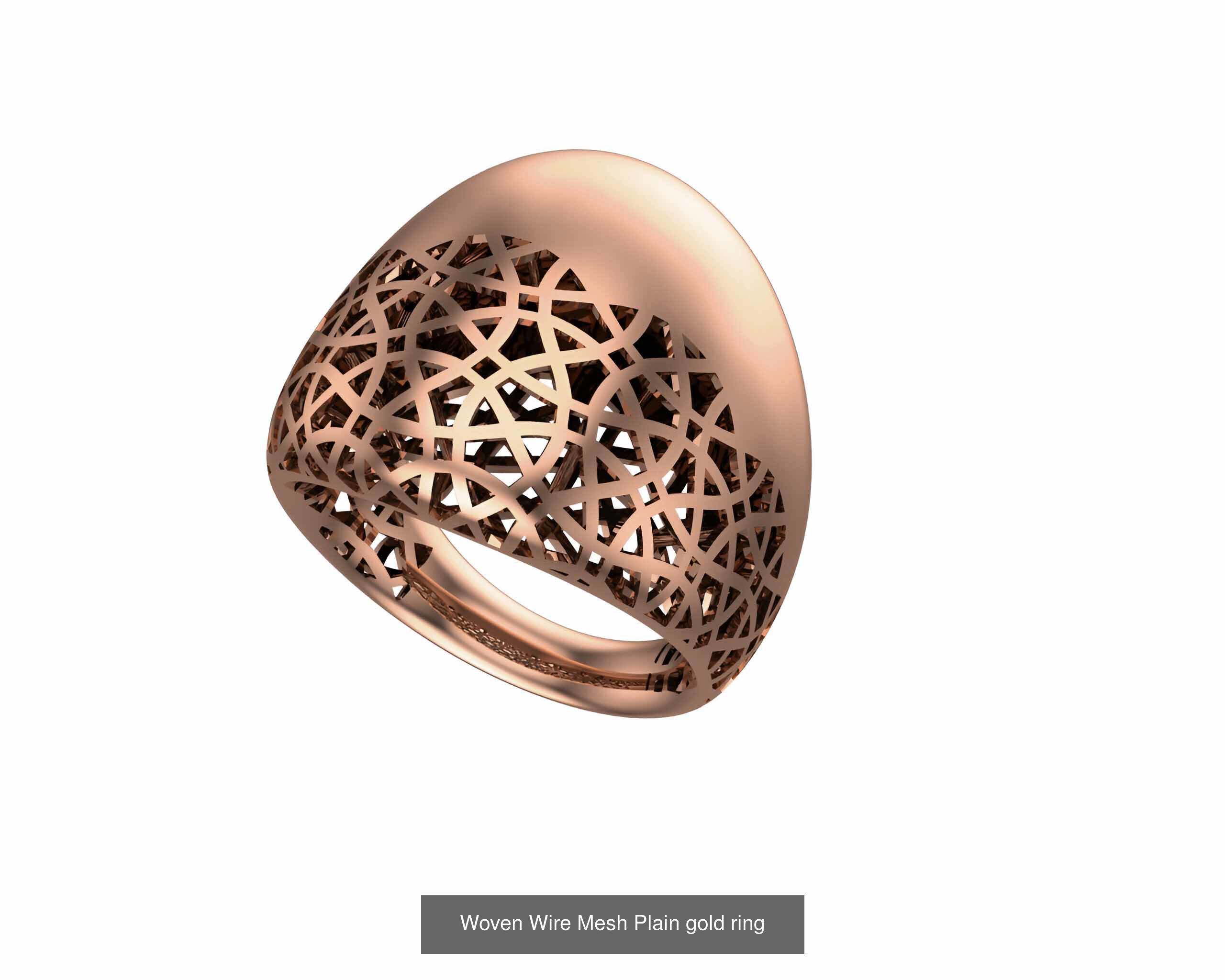 25 Woven Wire Mesh Plain gold ring  3D Model Collection_19