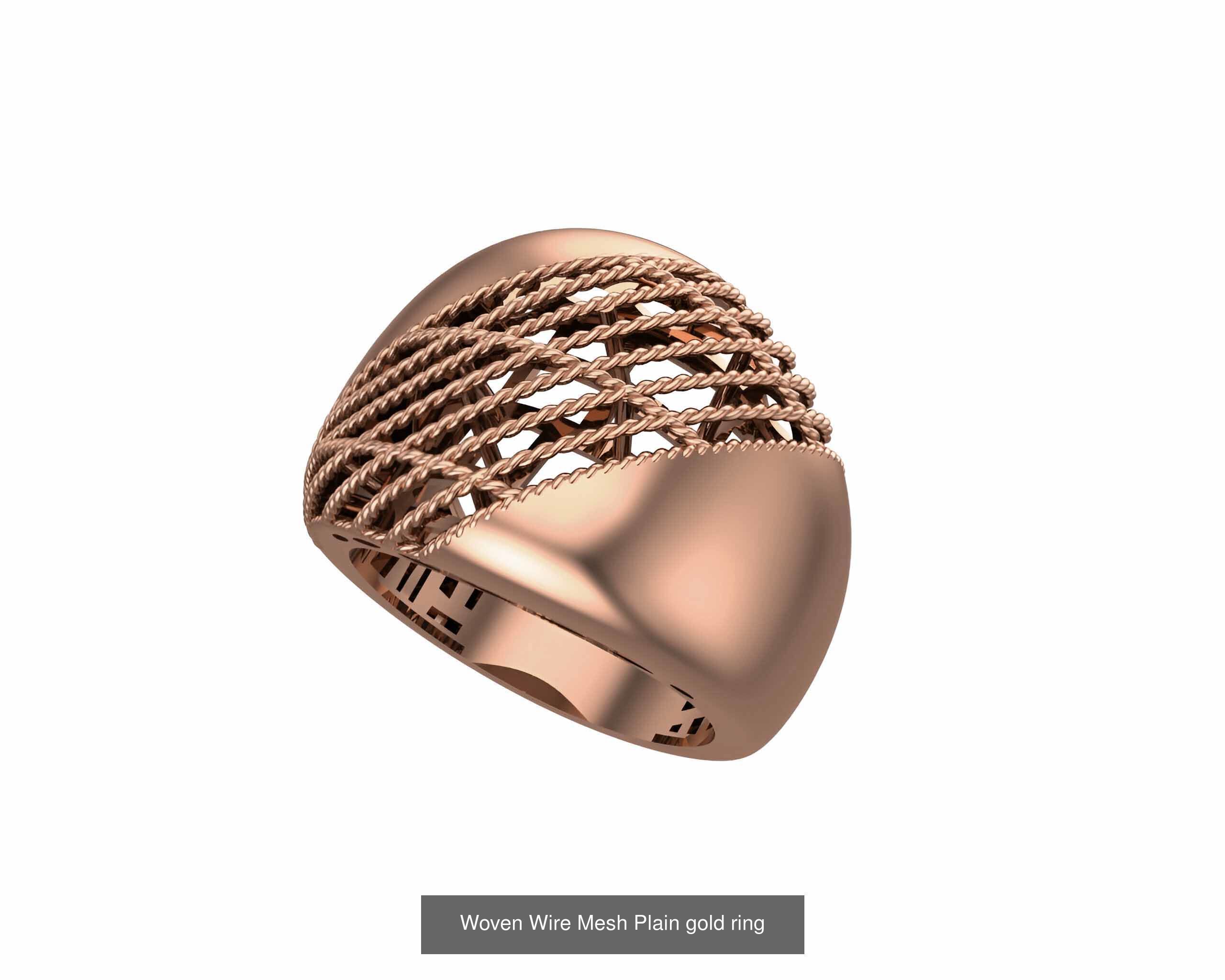 25 Woven Wire Mesh Plain gold ring  3D Model Collection_17