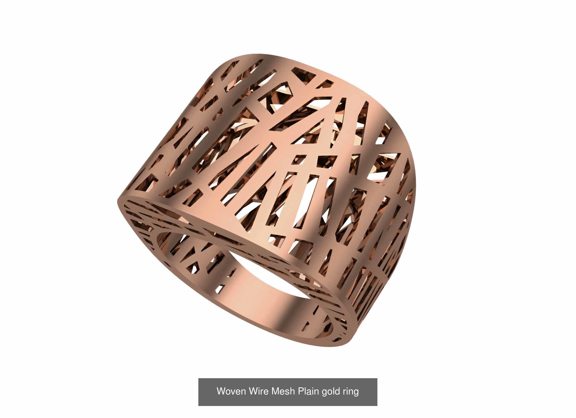 25 Woven Wire Mesh Plain gold ring  3D Model Collection_14