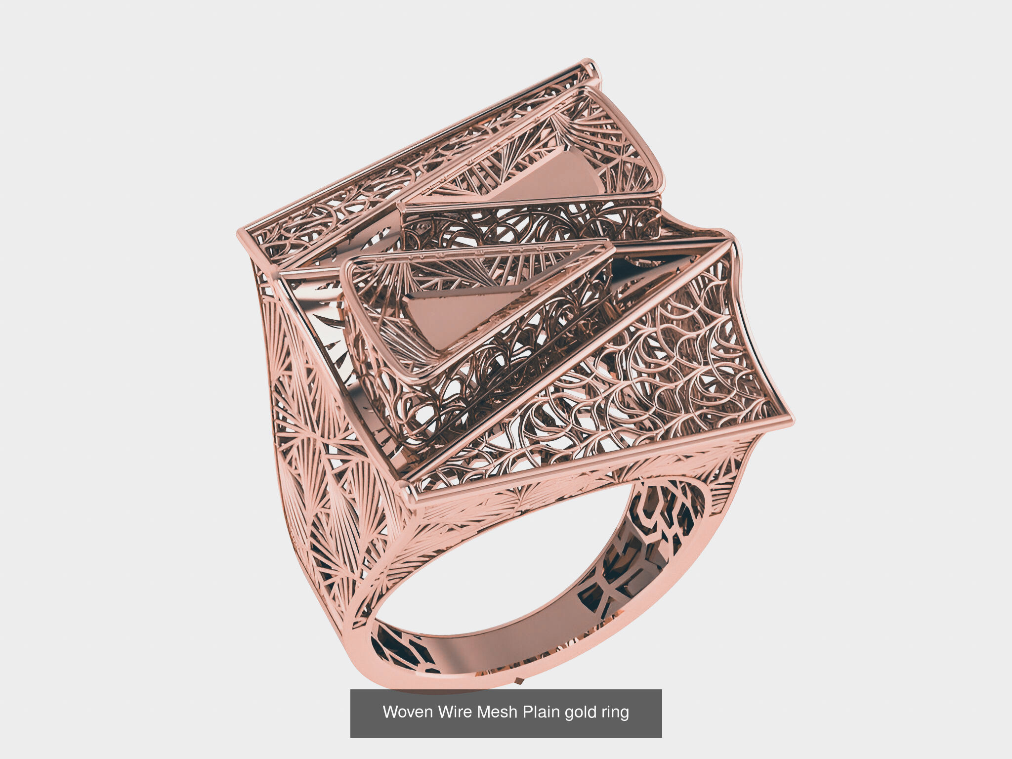 25 Woven Wire Mesh Plain gold ring  3D Model Collection_20