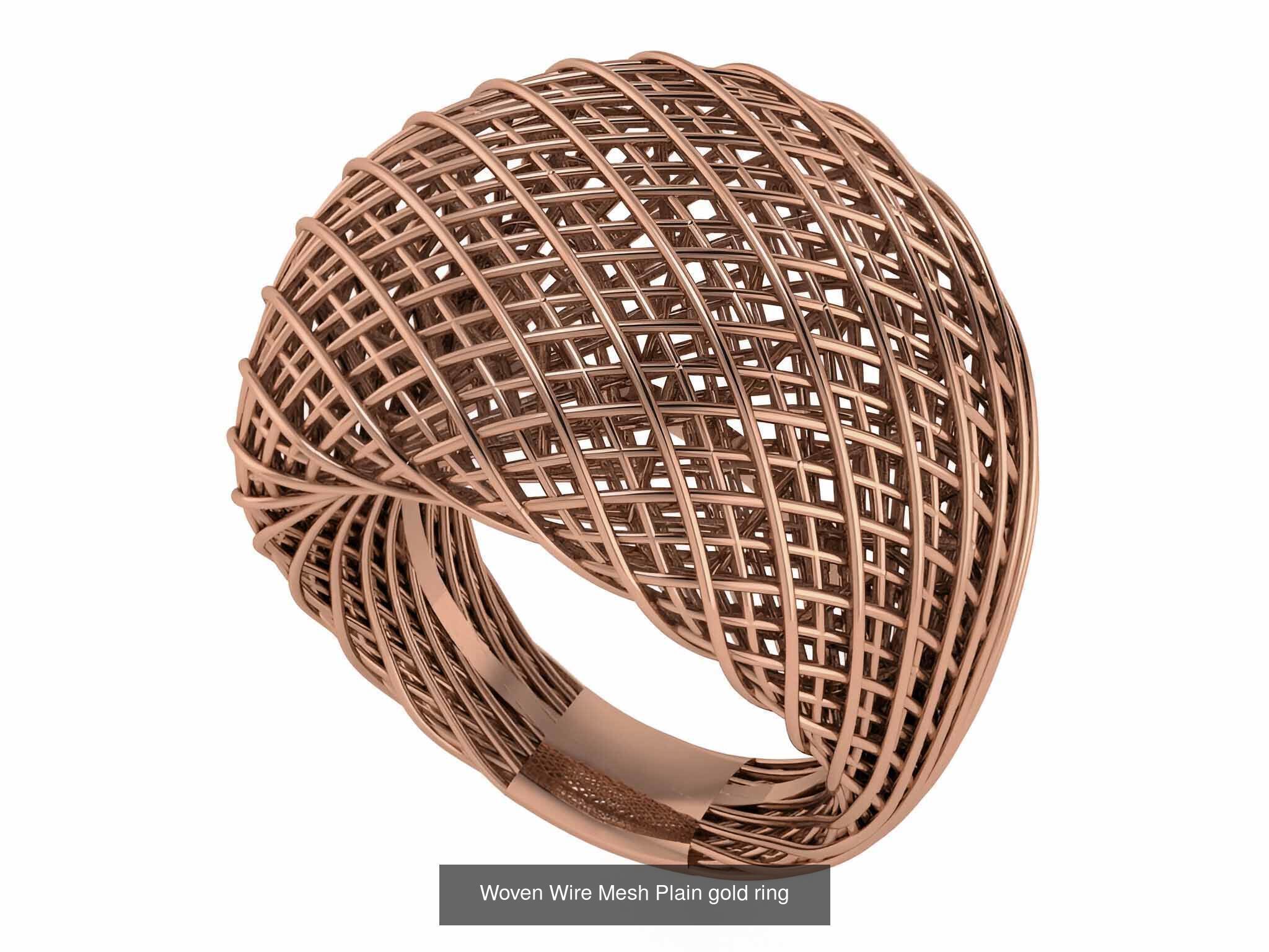 25 Woven Wire Mesh Plain gold ring  3D Model Collection_7