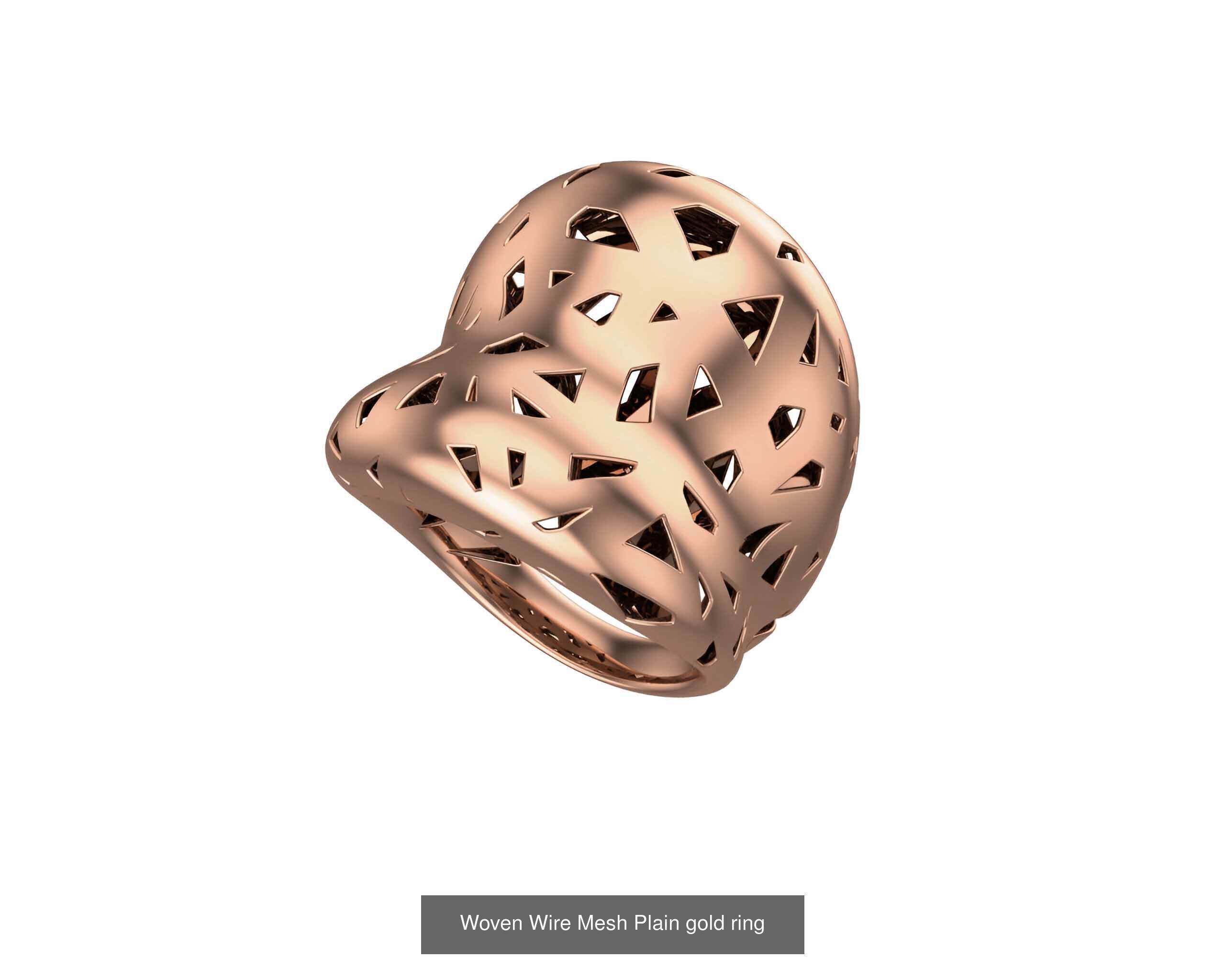 25 Woven Wire Mesh Plain gold ring  3D Model Collection_16