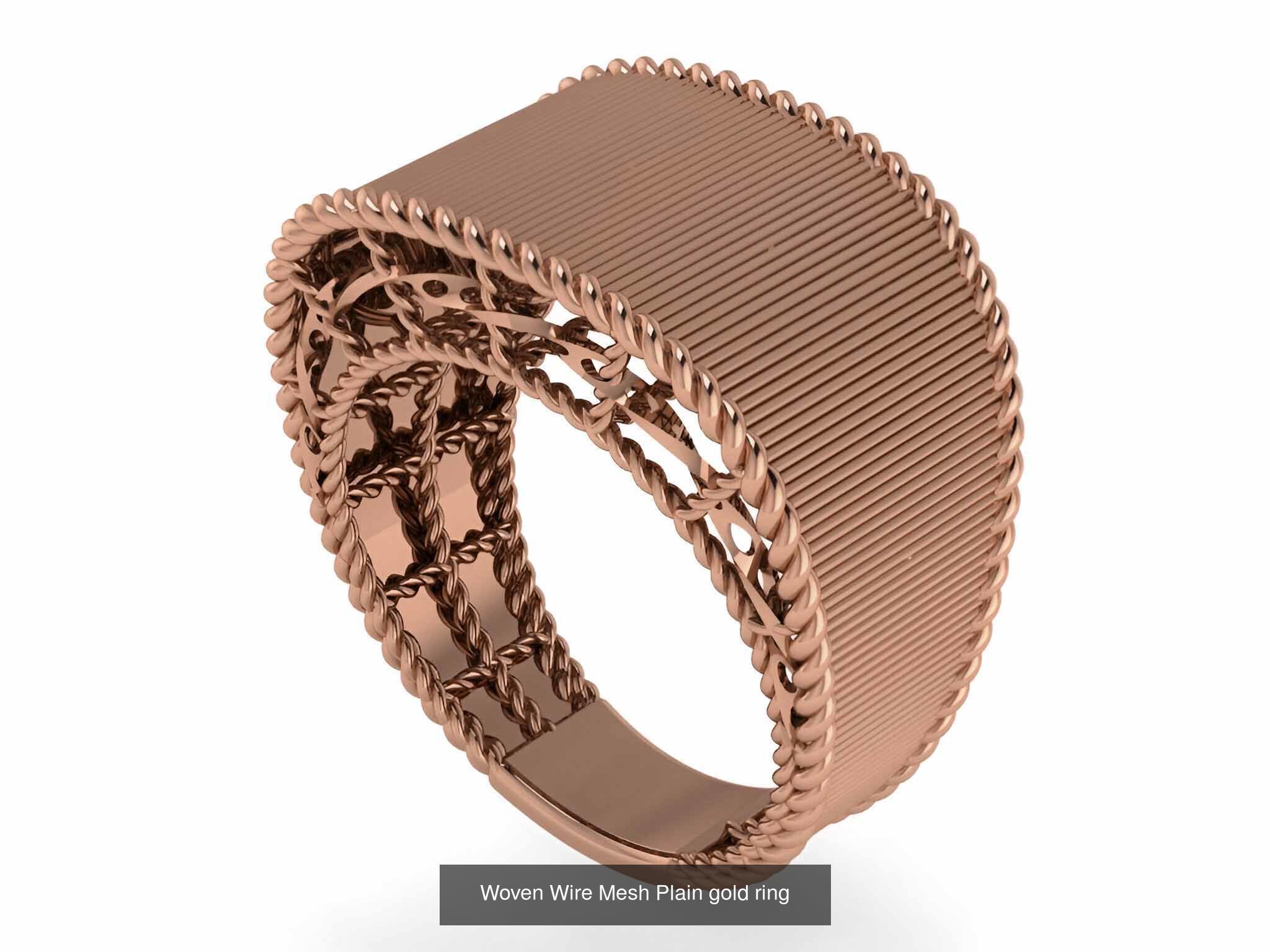 25 Woven Wire Mesh Plain gold ring  3D Model Collection_9