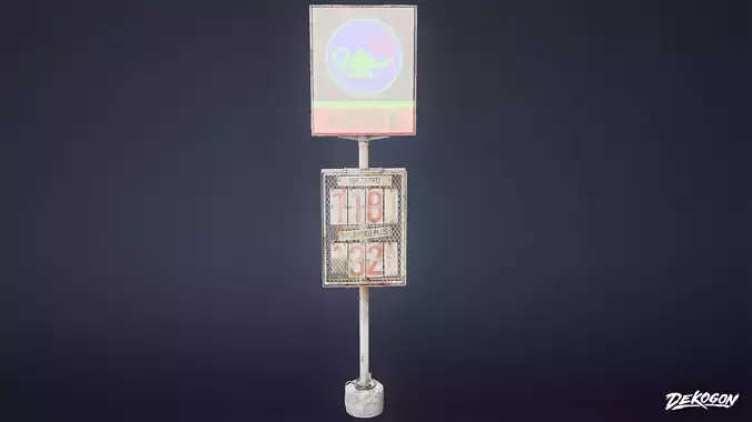 BUILDINGS - Gas Station Sign 01 - LOW POLY AND NANITE