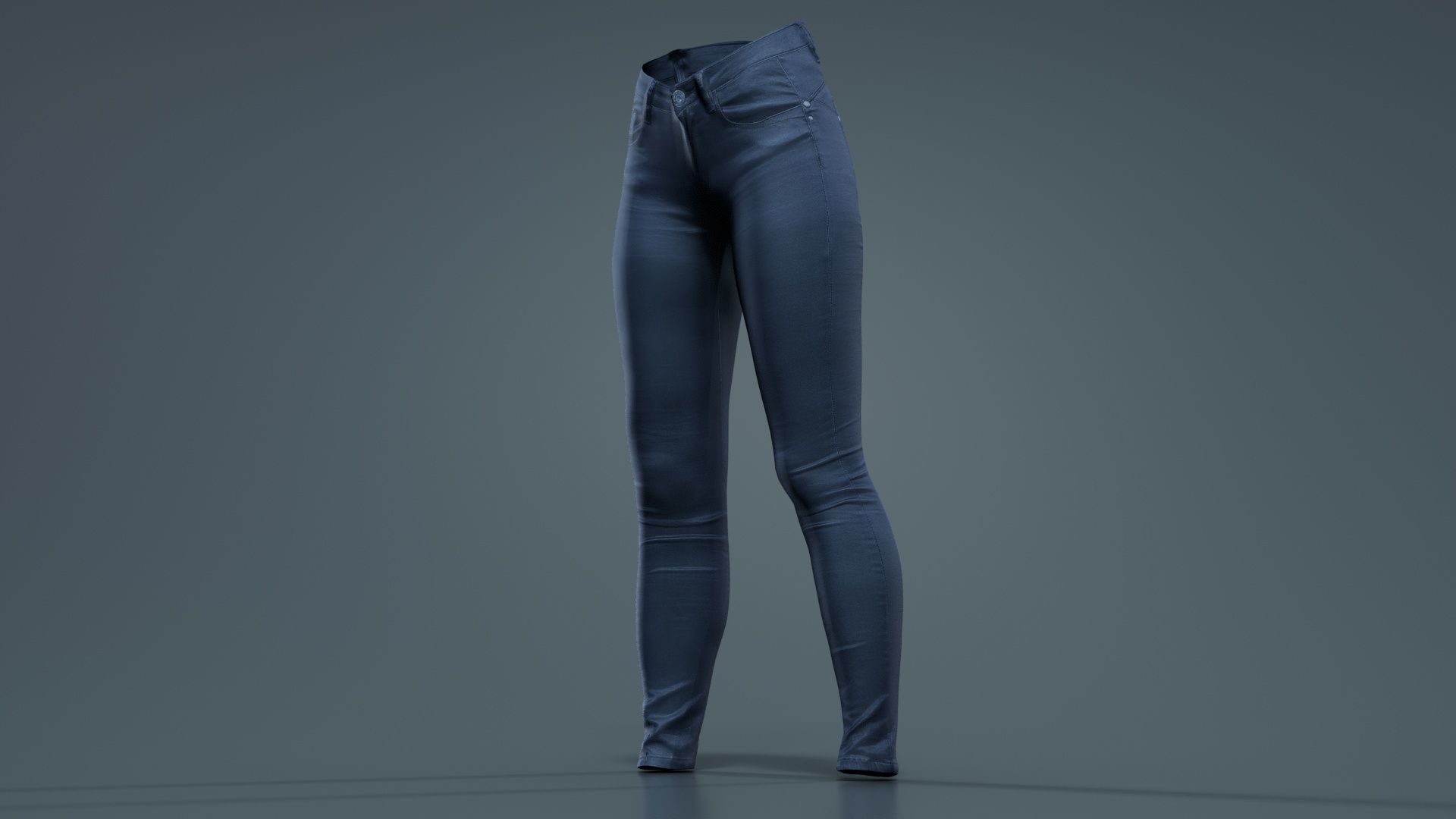 Black Leather Trousers Low-poly 3D model_7