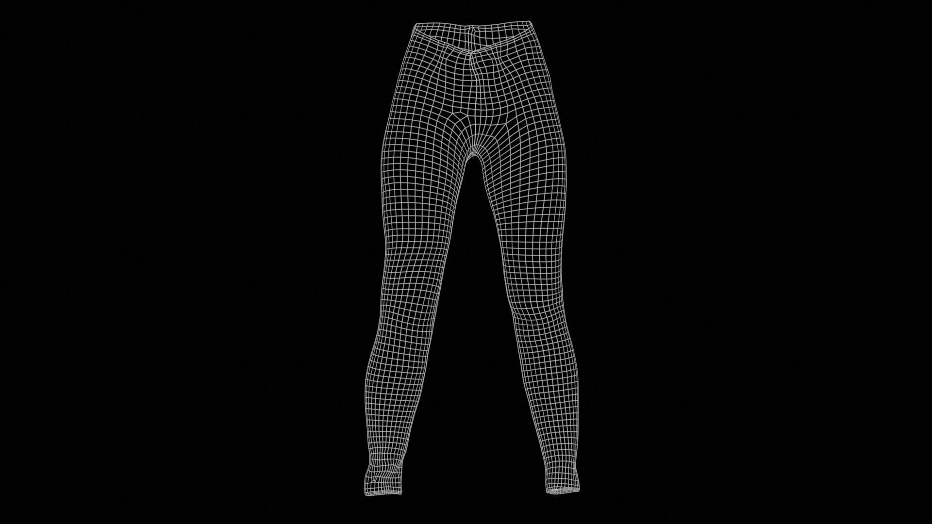 Black Leather Trousers Low-poly 3D model_11