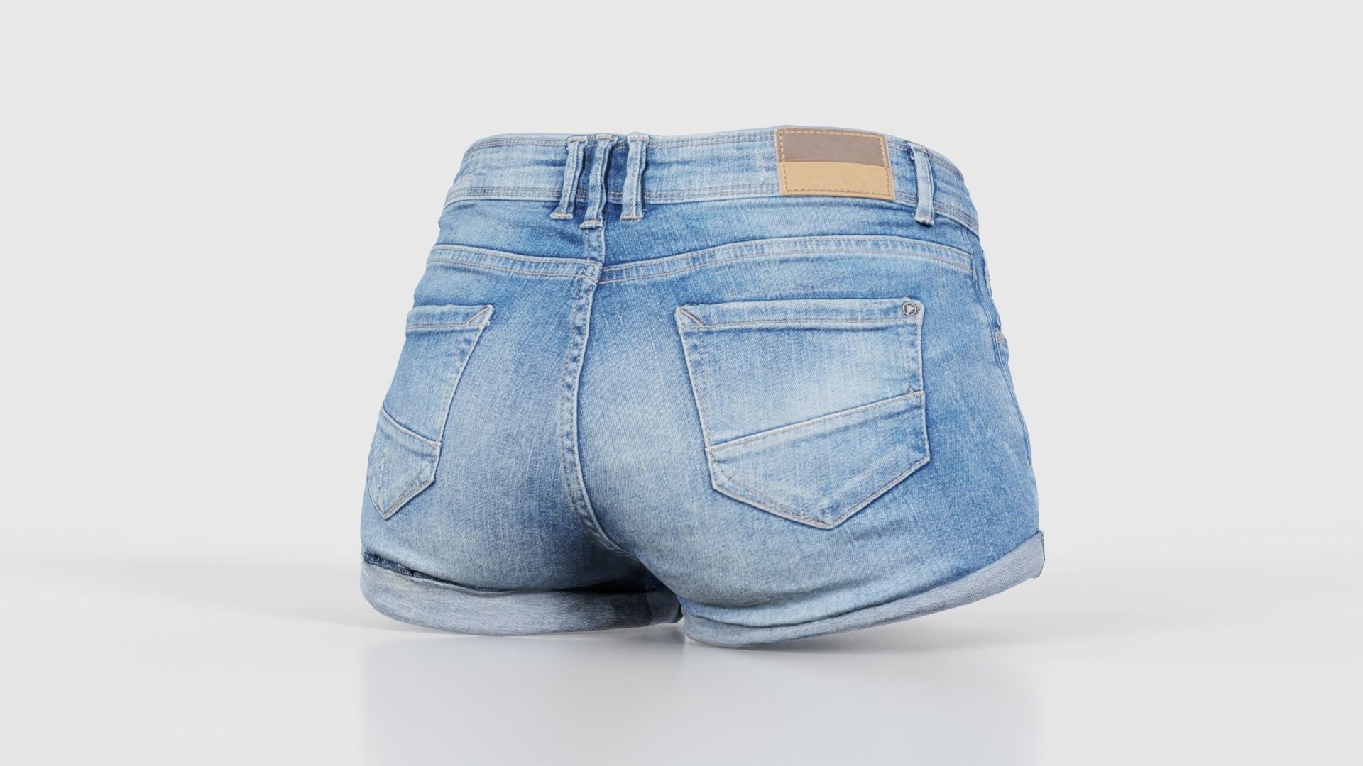 Blue Jeans Scratched Shorts Low-poly 3D model_20