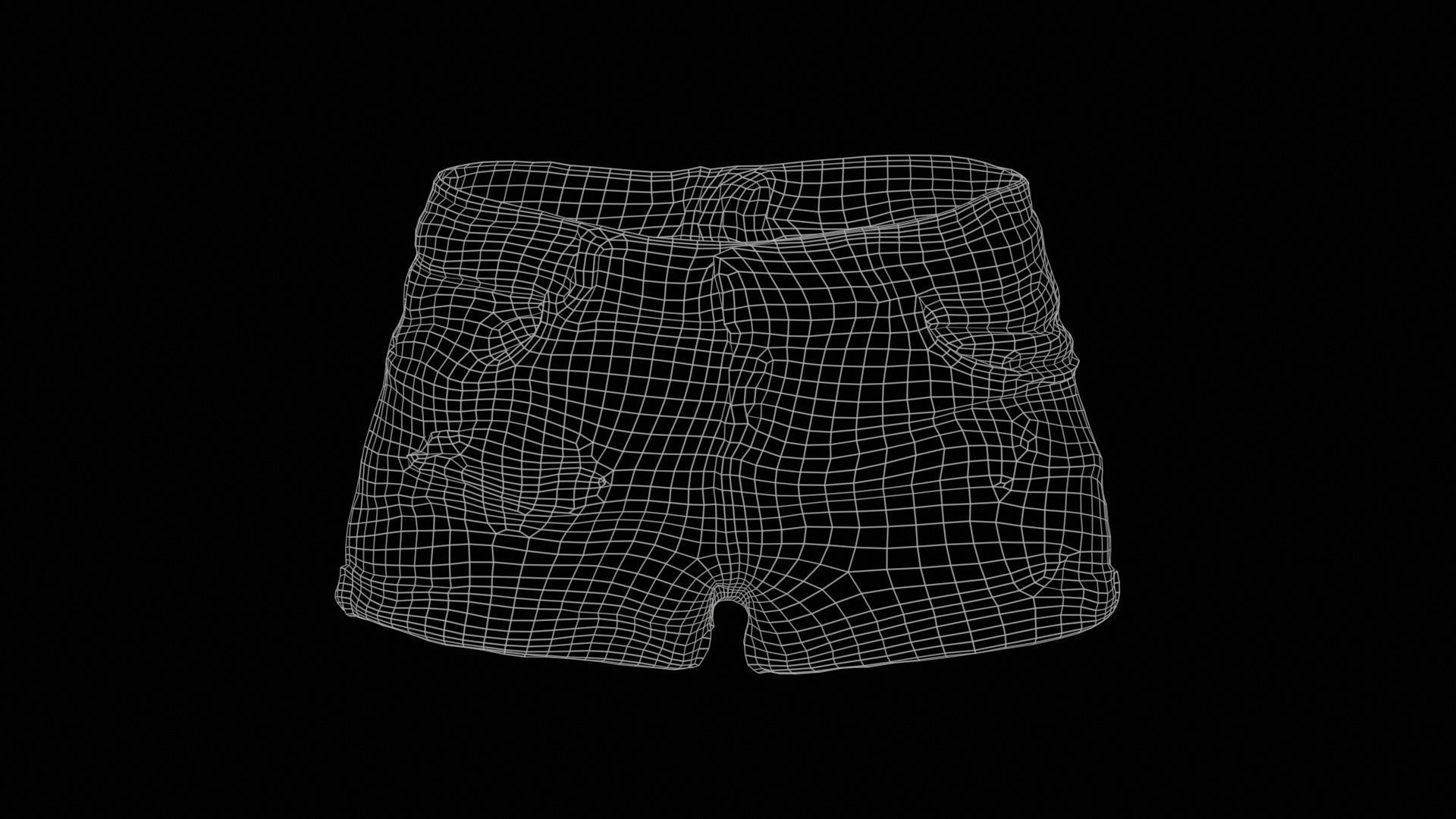 Blue Jeans Scratched Shorts Low-poly 3D model_11