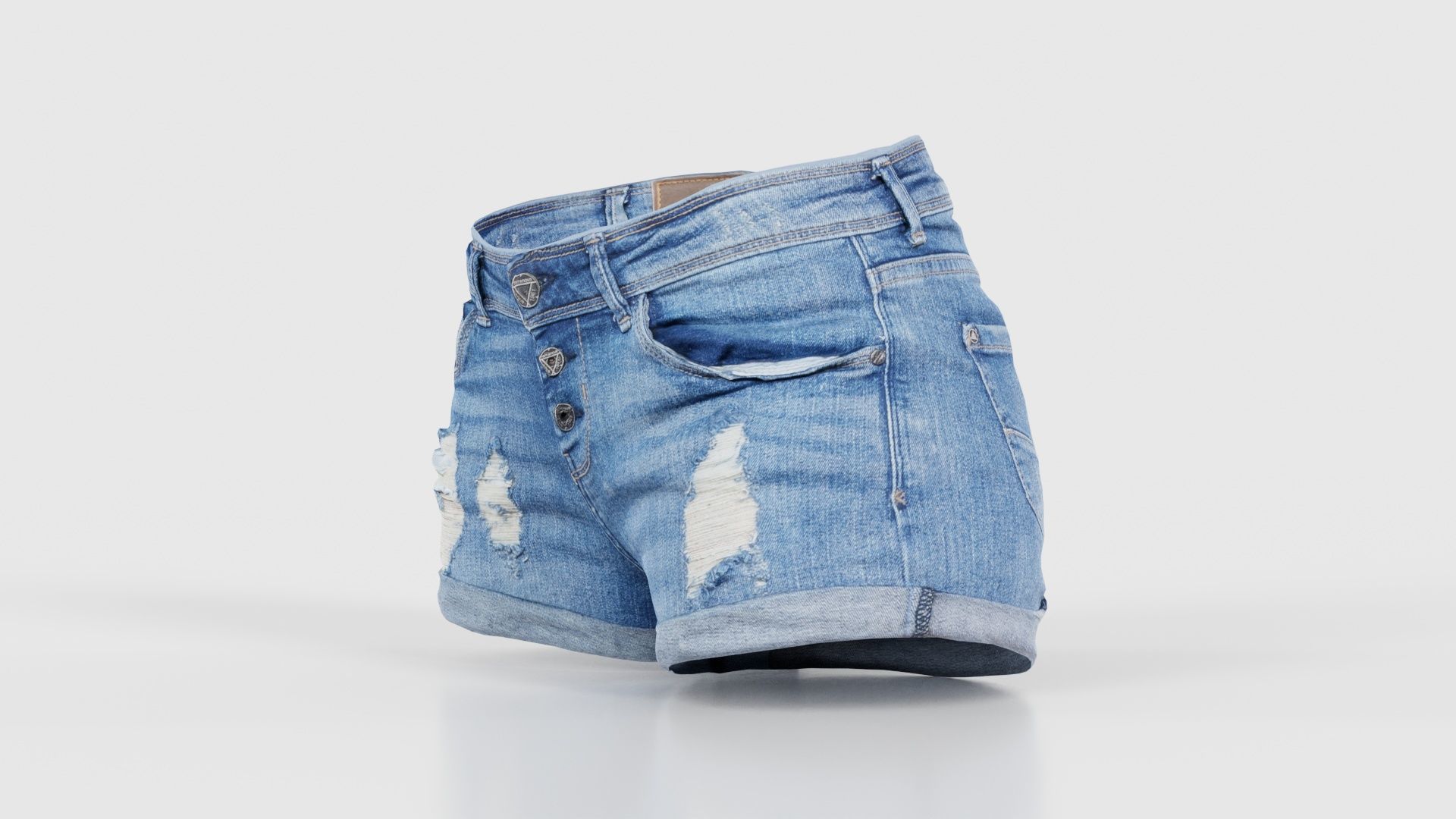Blue Jeans Scratched Shorts Low-poly 3D model_25