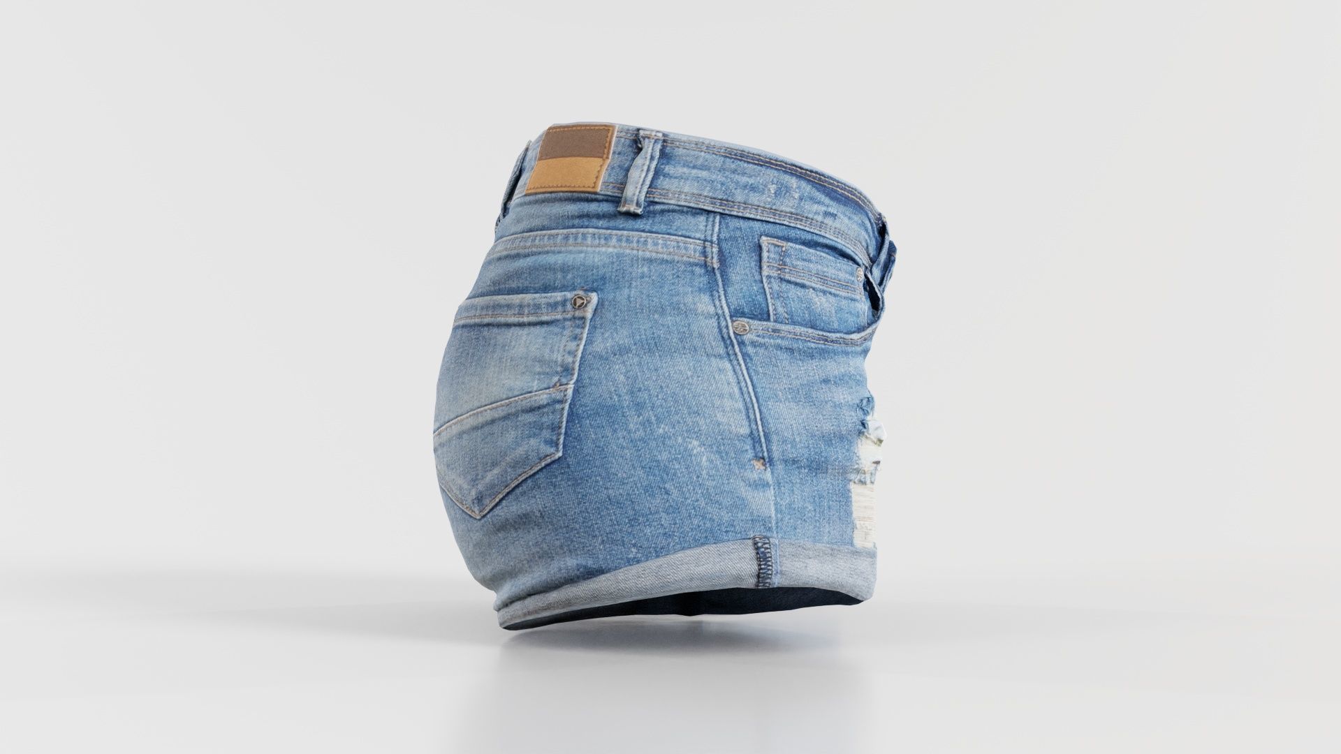 Blue Jeans Scratched Shorts Low-poly 3D model_2