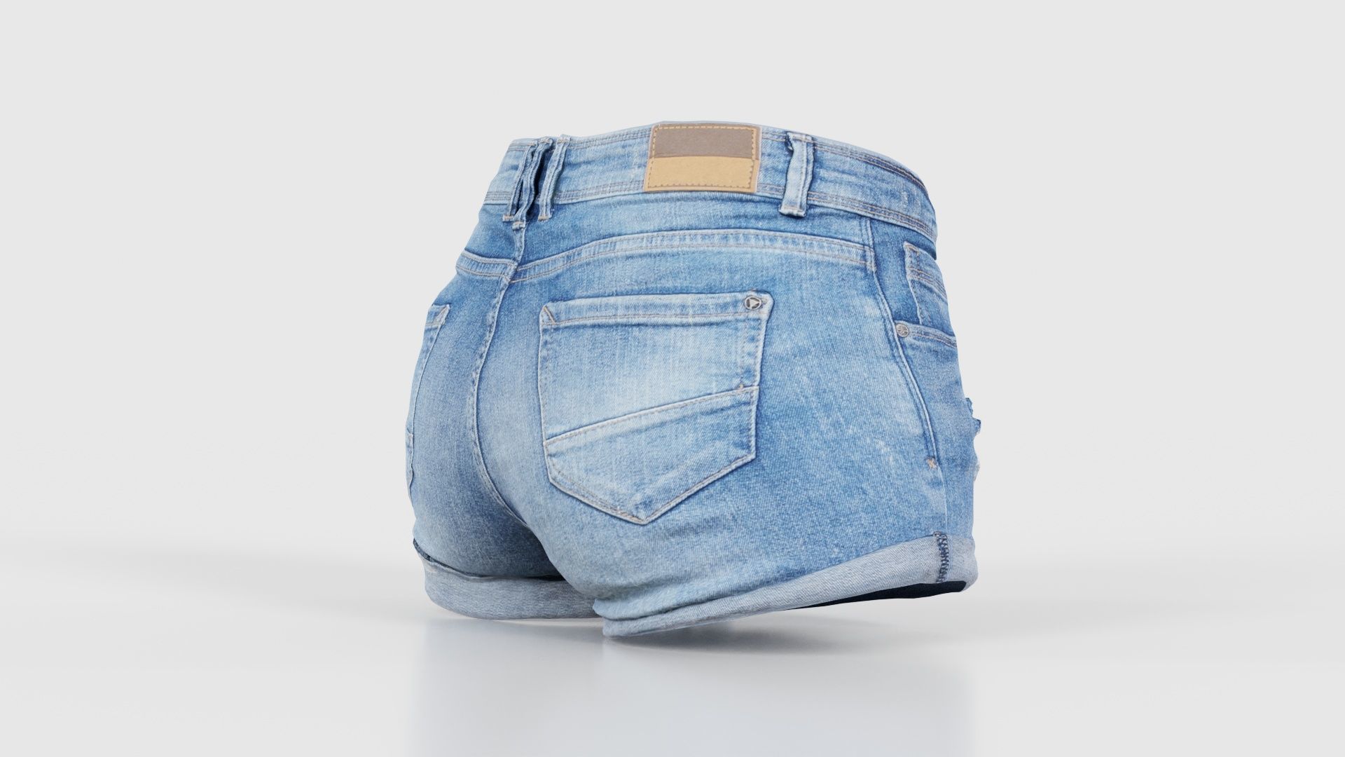 Blue Jeans Scratched Shorts Low-poly 3D model_19