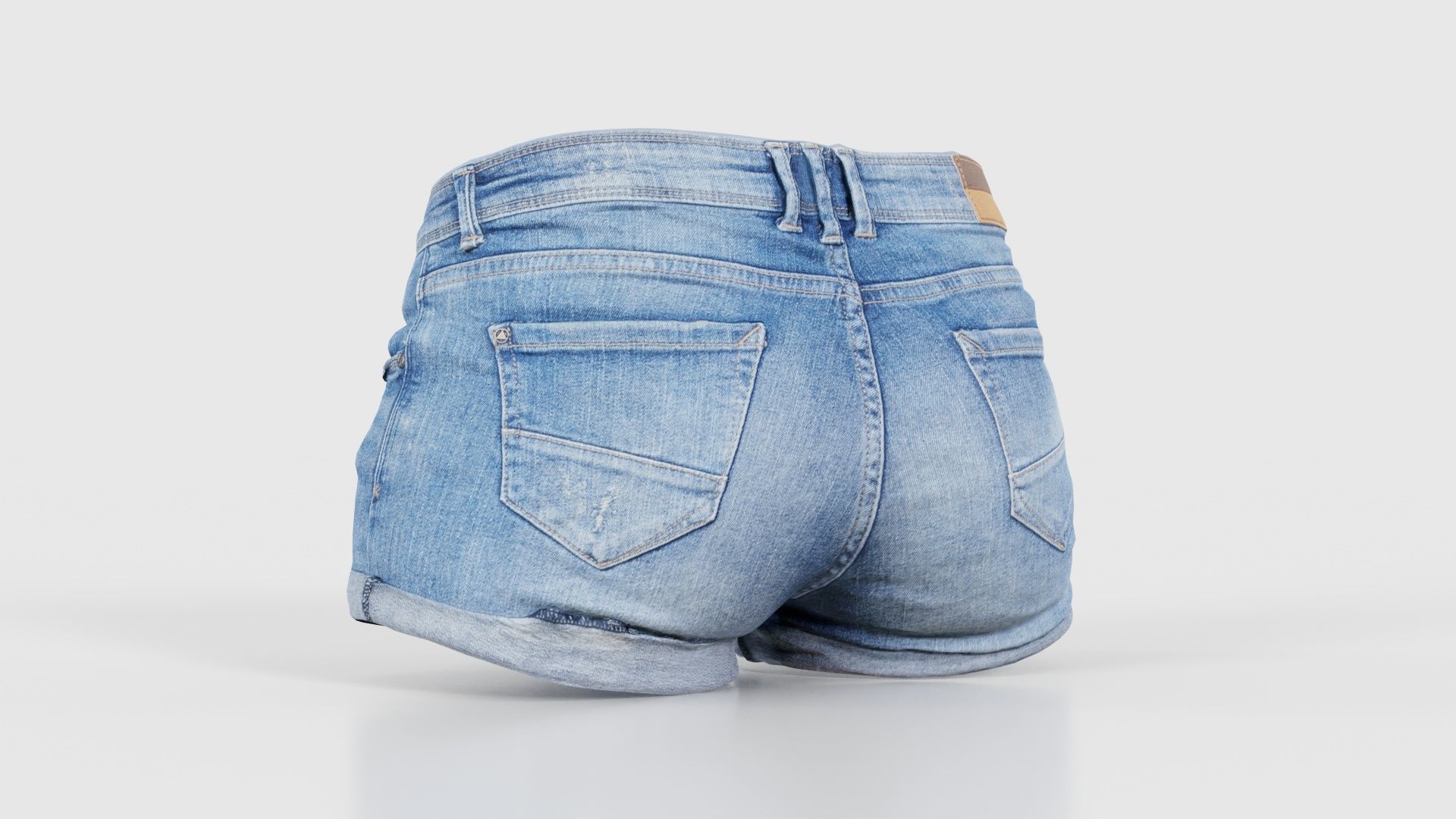 Blue Jeans Scratched Shorts Low-poly 3D model_22
