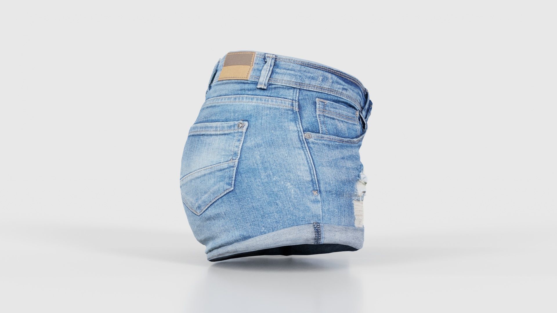 Blue Jeans Scratched Shorts Low-poly 3D model_18