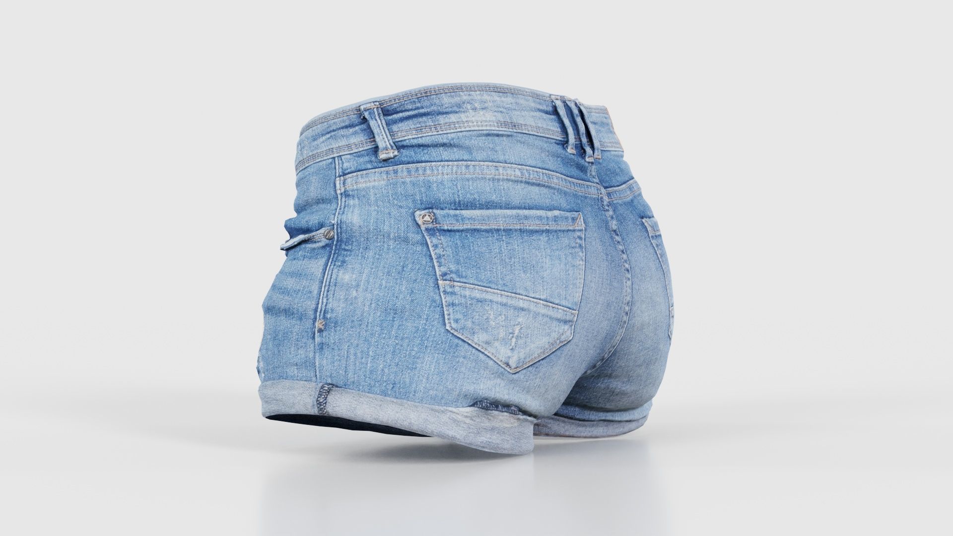 Blue Jeans Scratched Shorts Low-poly 3D model_23