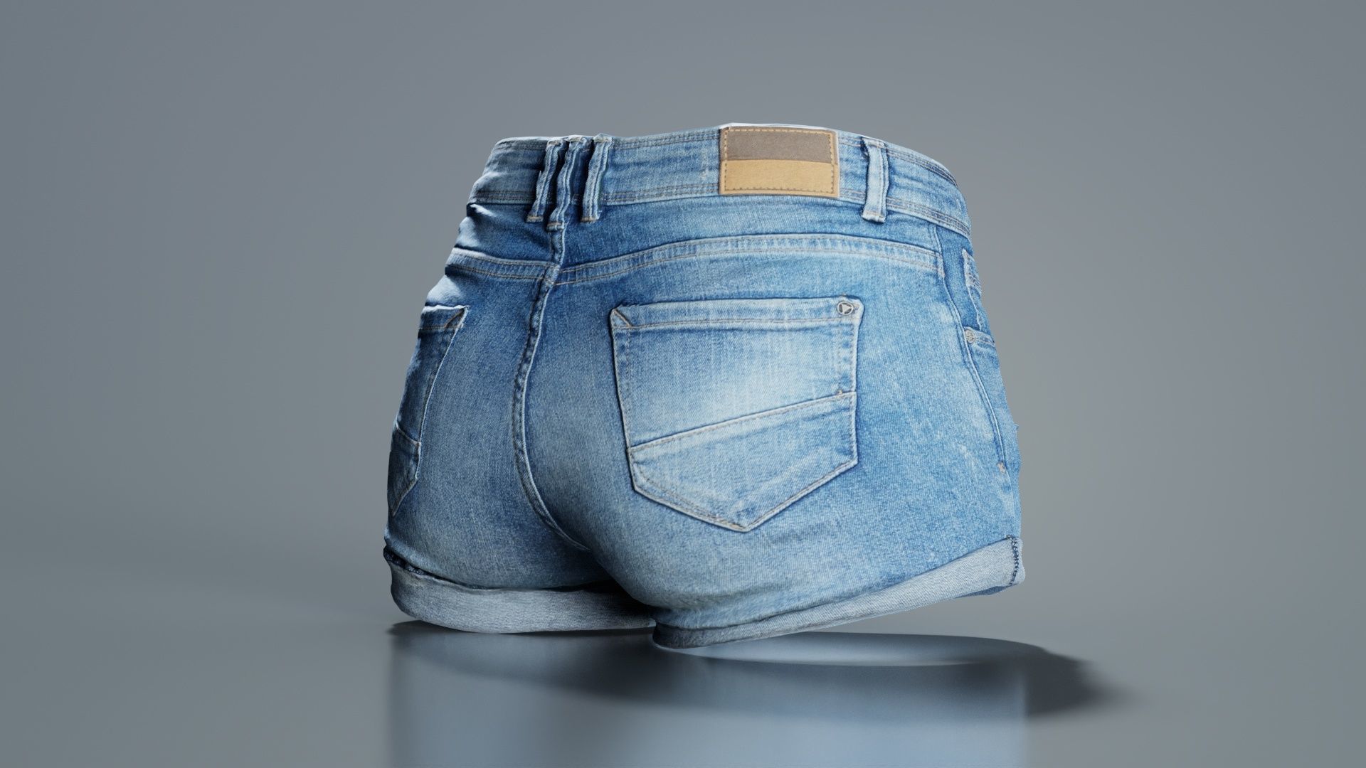 Blue Jeans Scratched Shorts Low-poly 3D model_8