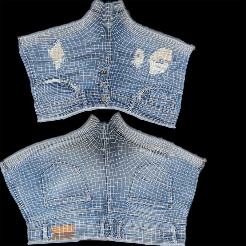 Blue Jeans Scratched Shorts Low-poly 3D model_14