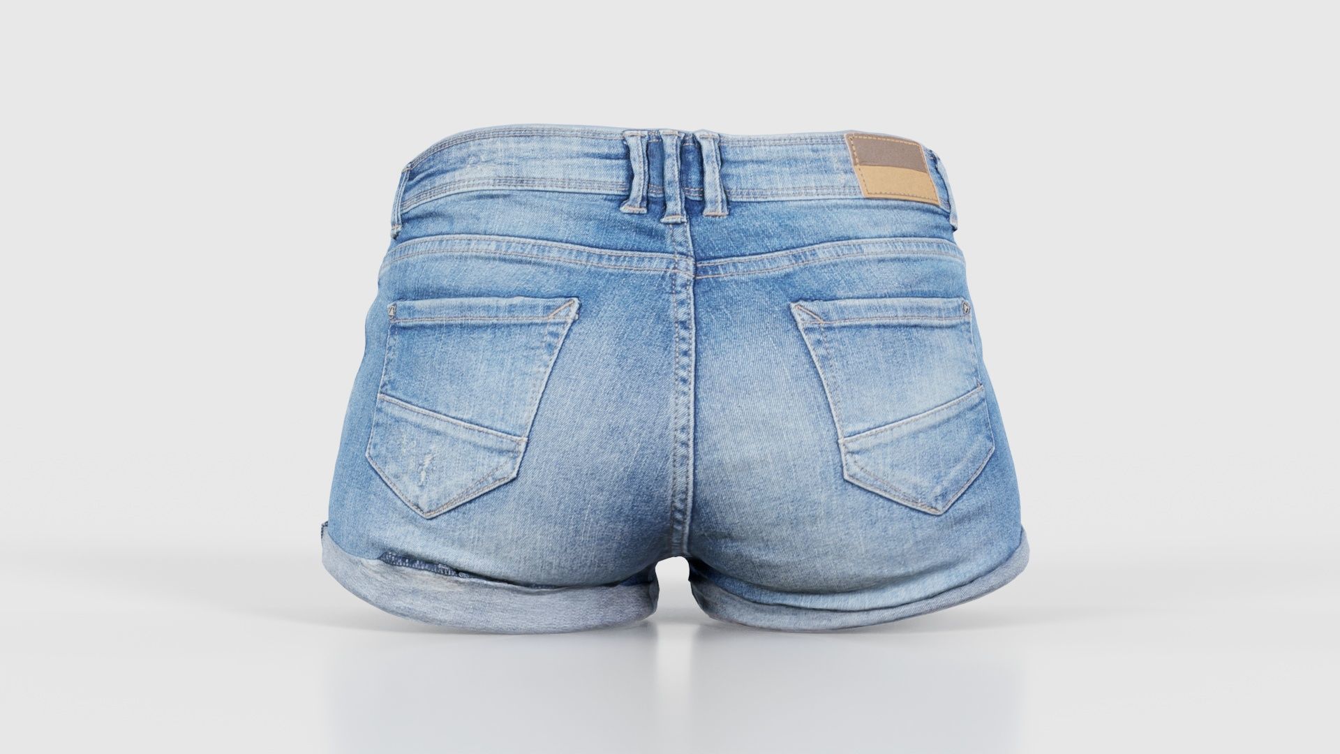 Blue Jeans Scratched Shorts Low-poly 3D model_21