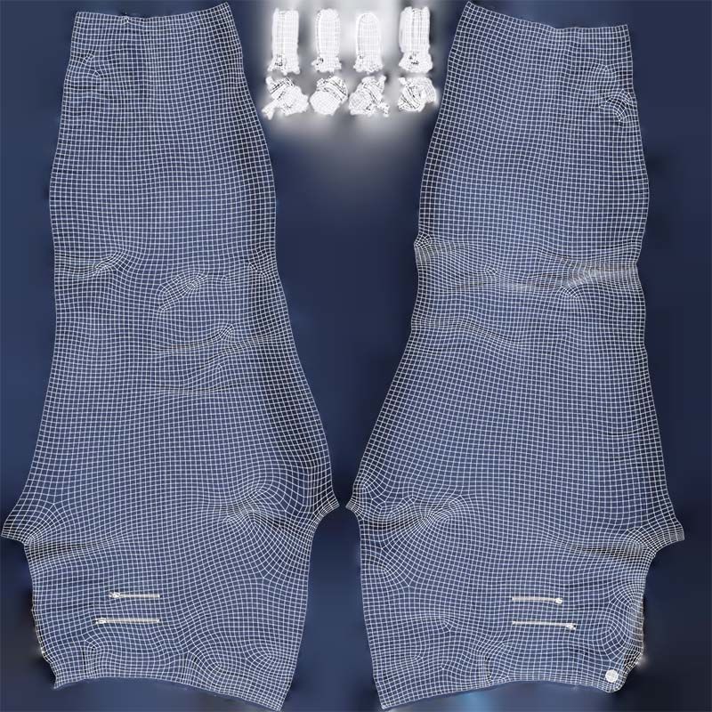 Blue Zipper Pants Trousers Low-poly 3D model_14
