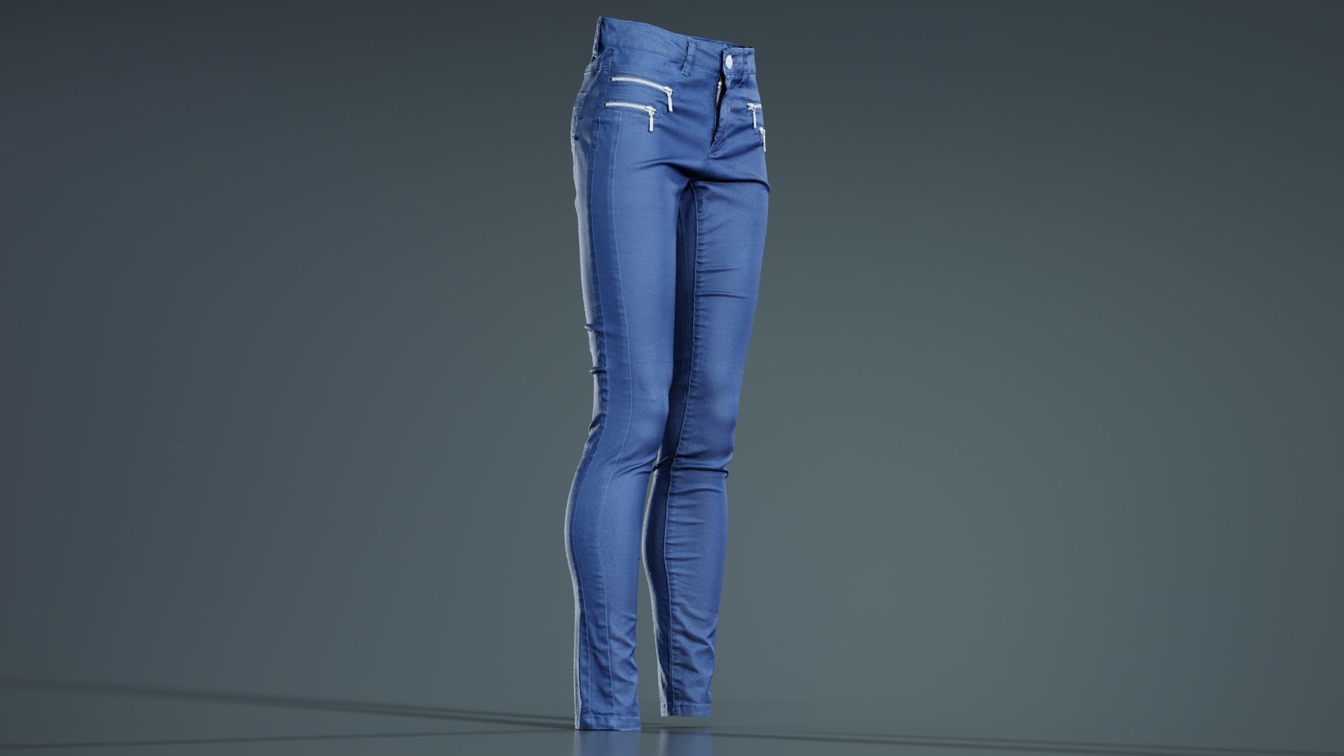 Blue Zipper Pants Trousers Low-poly 3D model_3