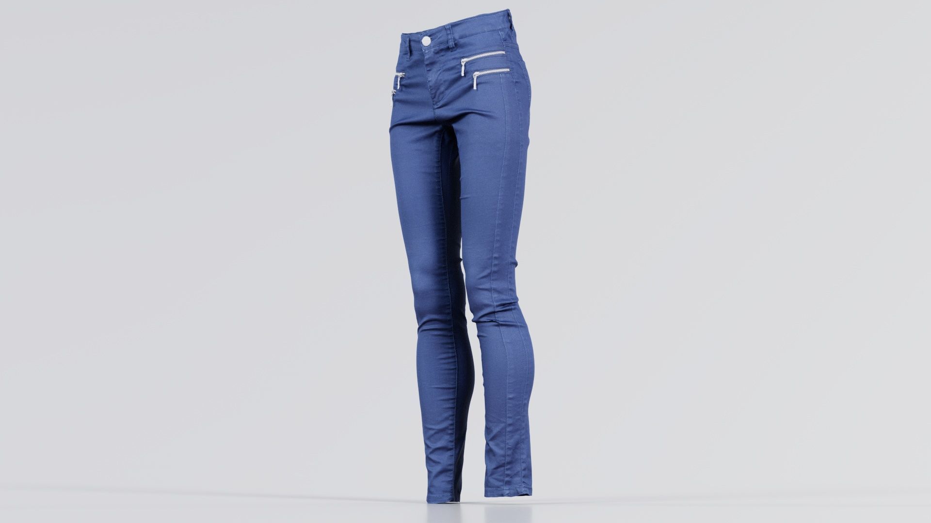 Blue Zipper Pants Trousers Low-poly 3D model_5