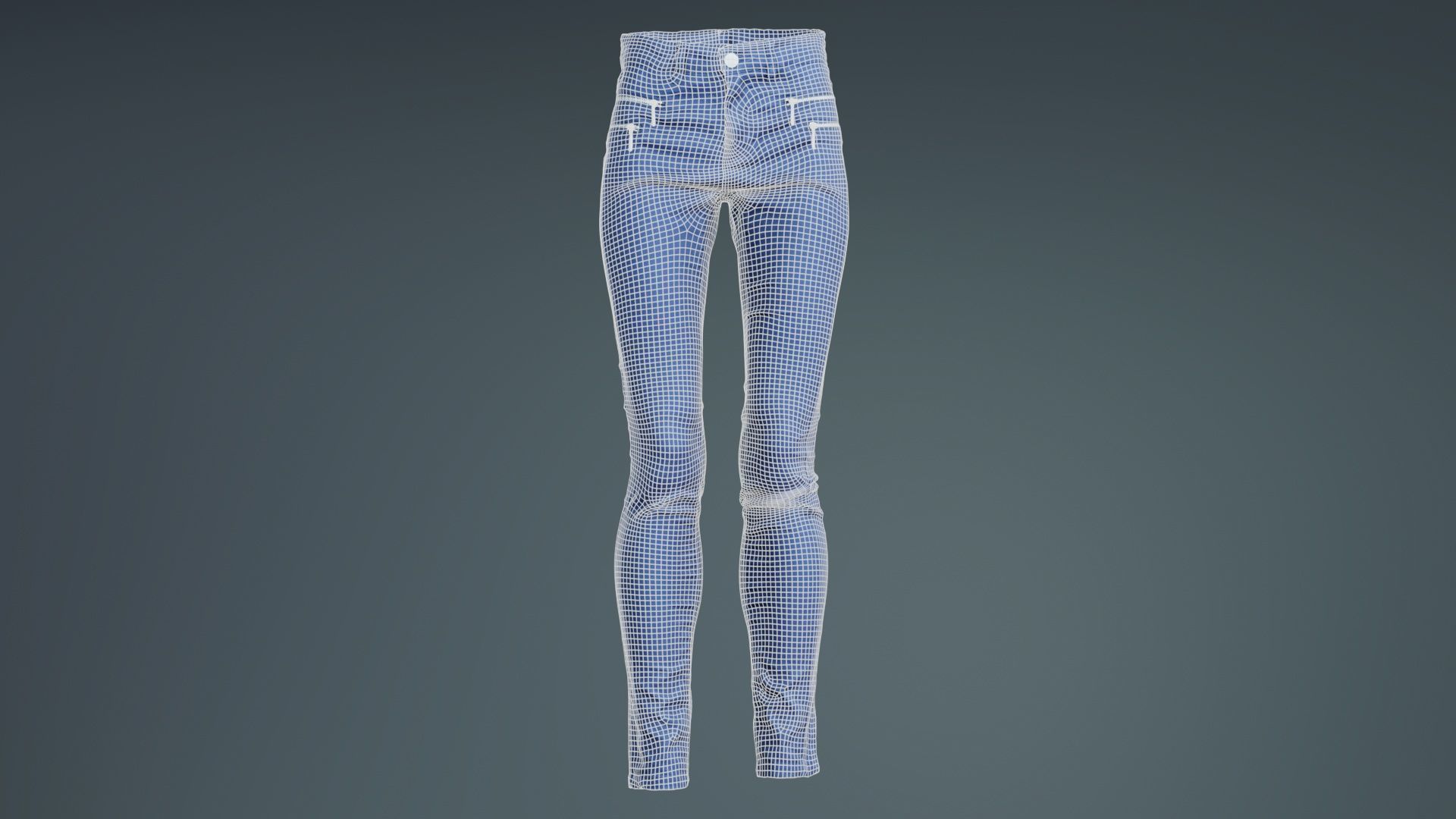 Blue Zipper Pants Trousers Low-poly 3D model_9