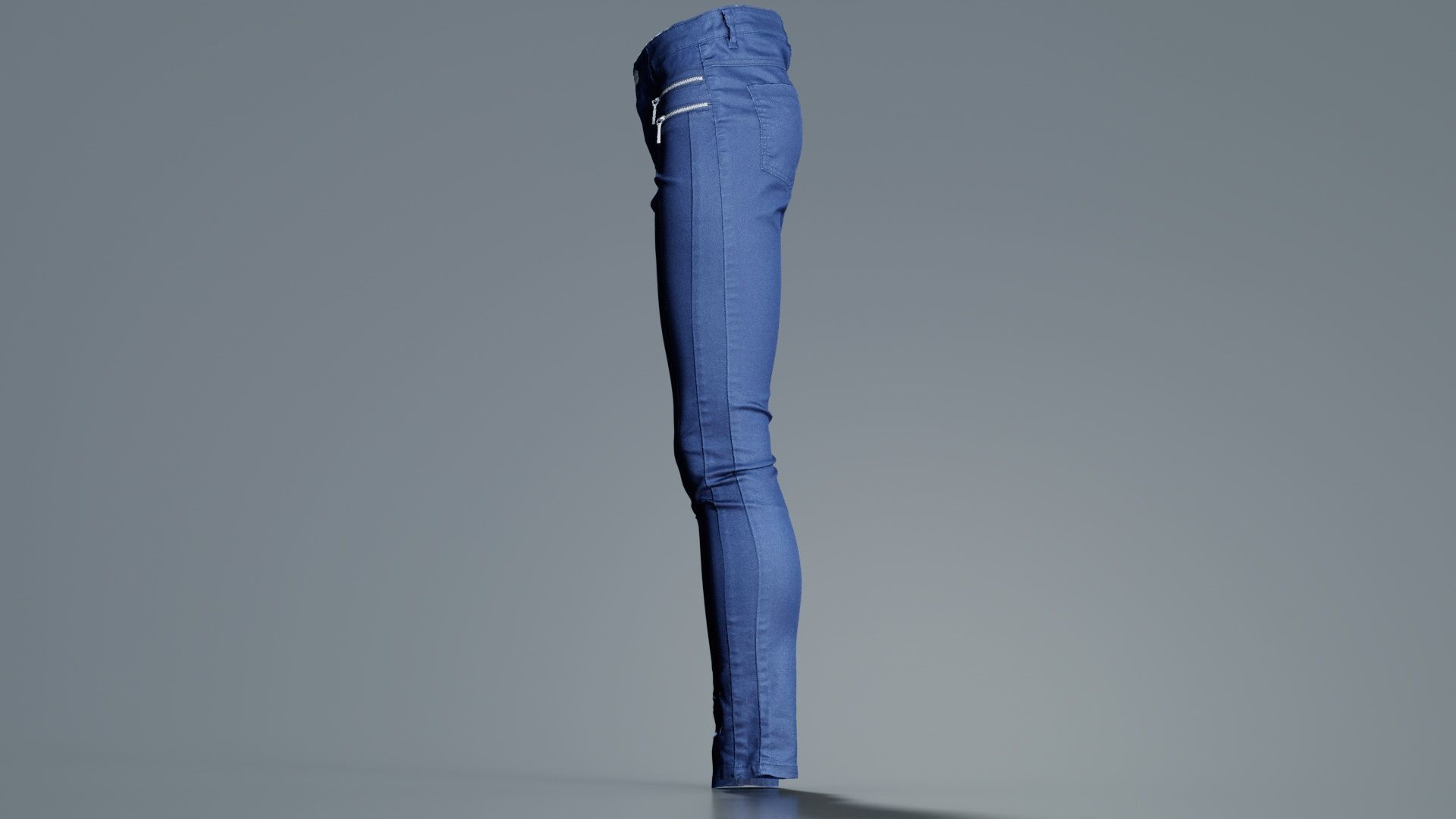 Blue Zipper Pants Trousers Low-poly 3D model_8