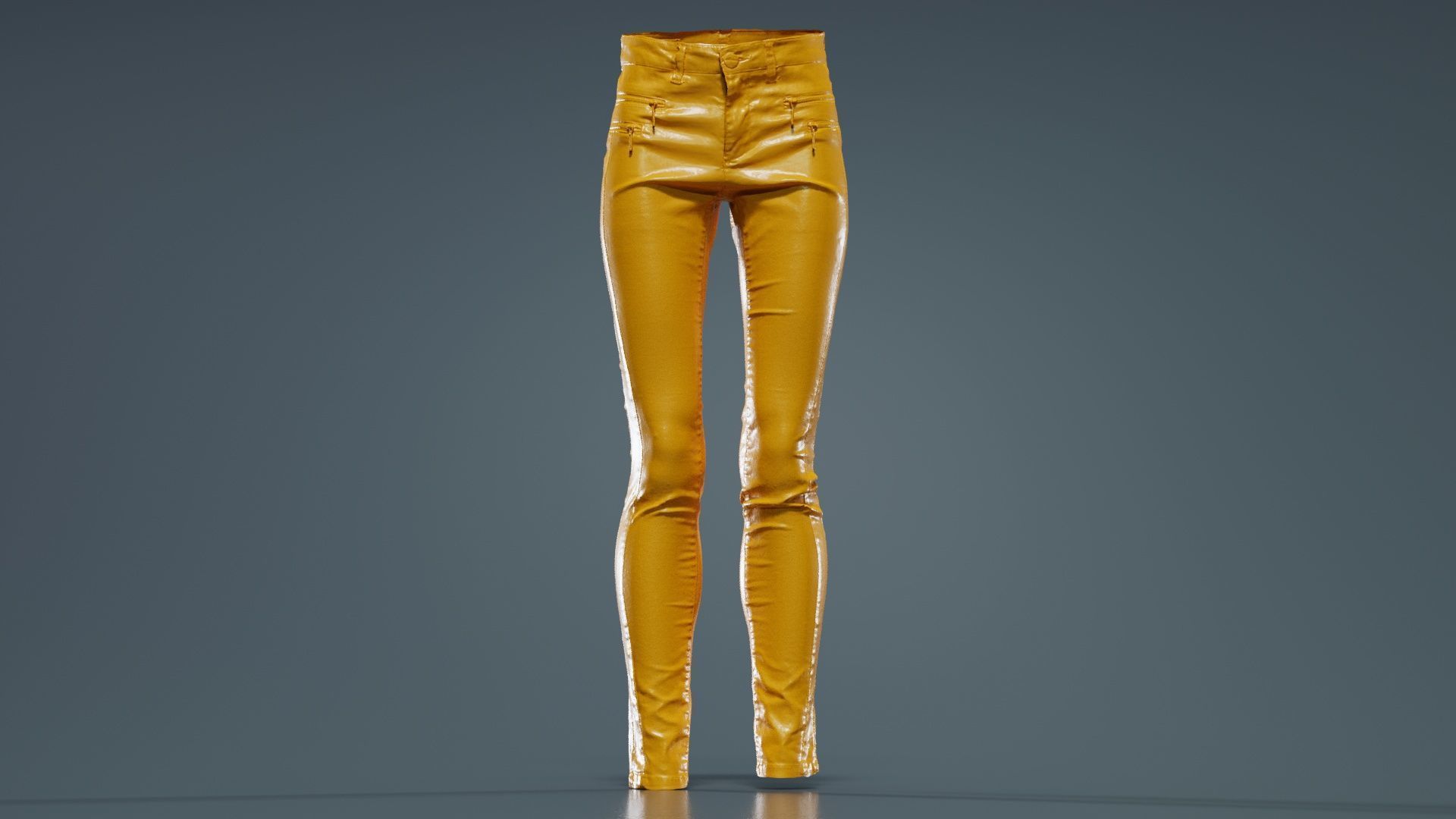 Blue Zipper Pants Trousers Low-poly 3D model_12