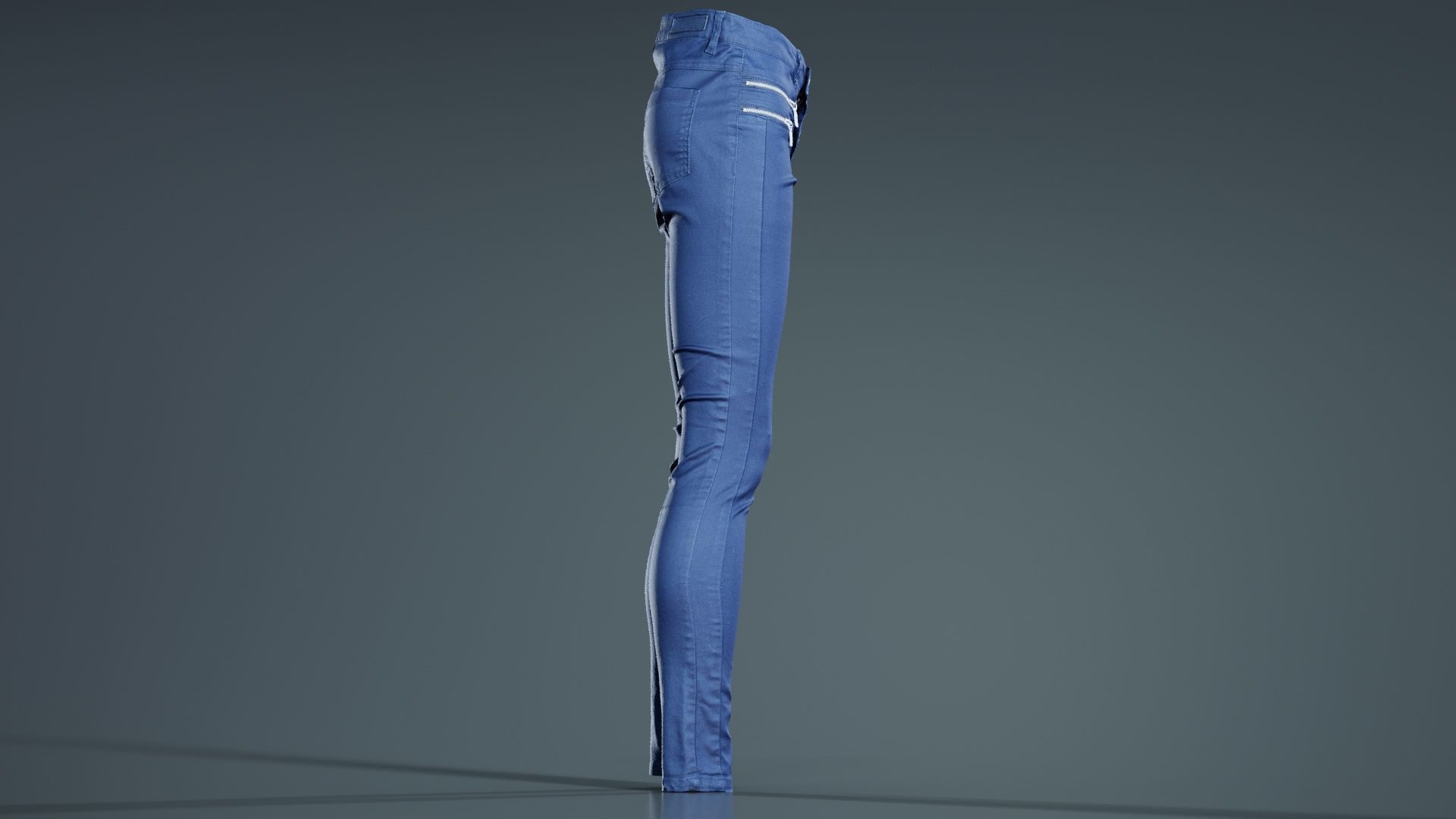 Blue Zipper Pants Trousers Low-poly 3D model_7