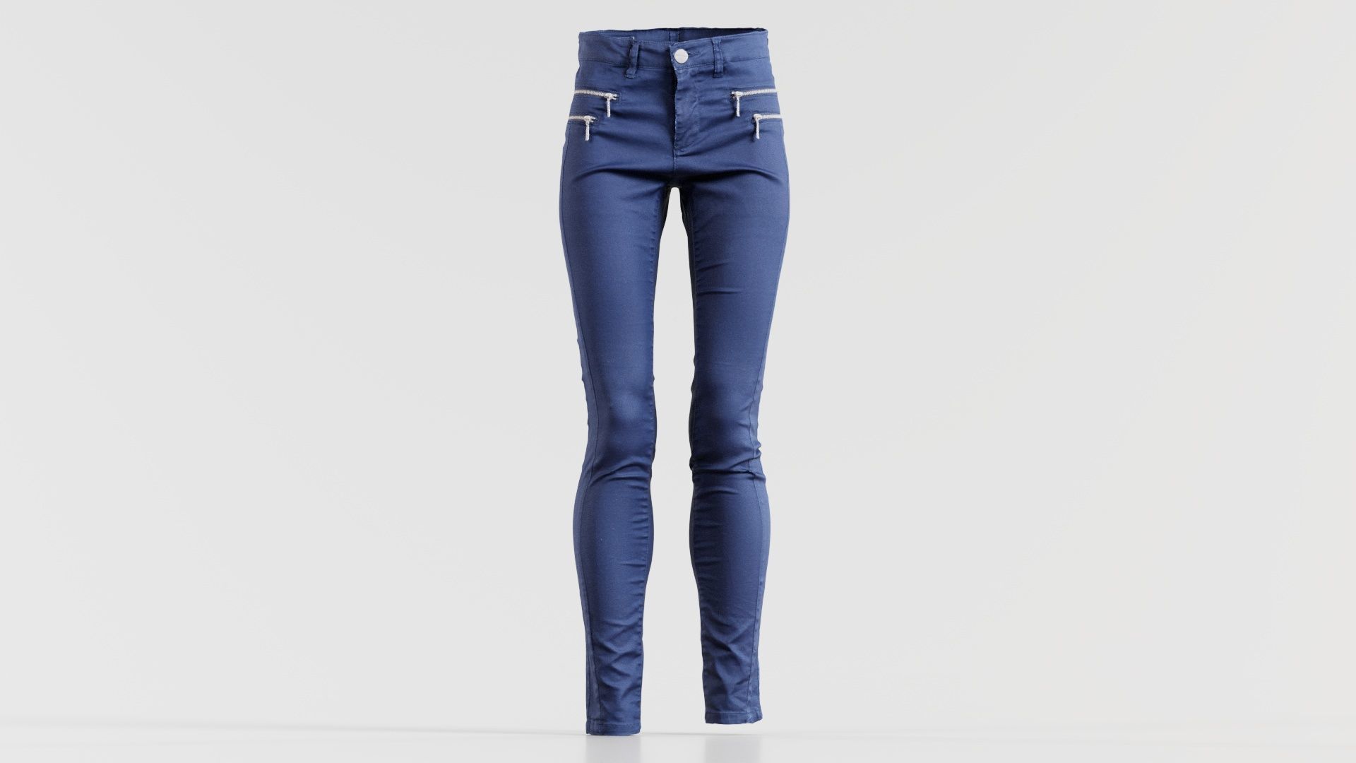 Blue Zipper Pants Trousers Low-poly 3D model_1