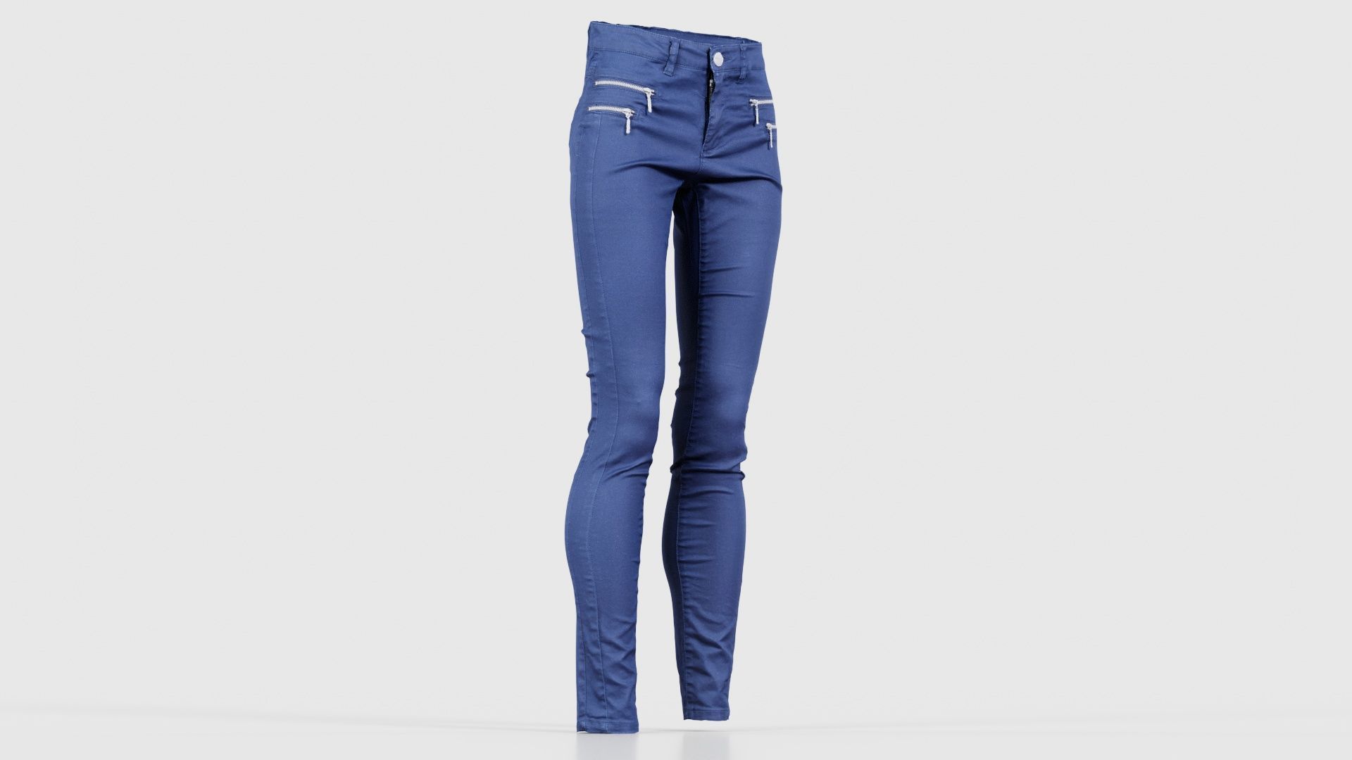 Blue Zipper Pants Trousers Low-poly 3D model_16