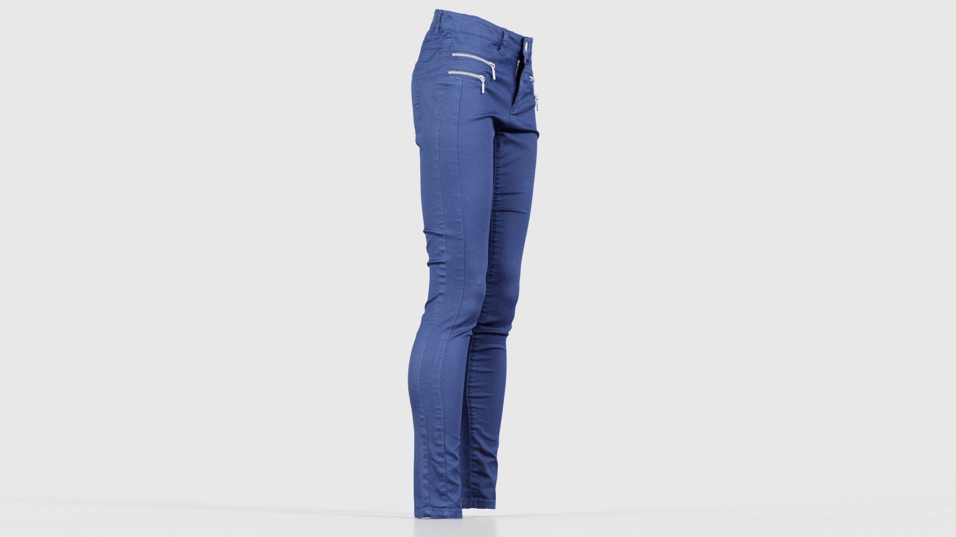 Blue Zipper Pants Trousers Low-poly 3D model_17