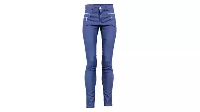 Blue Zipper Pants Trousers Low-poly 3D model