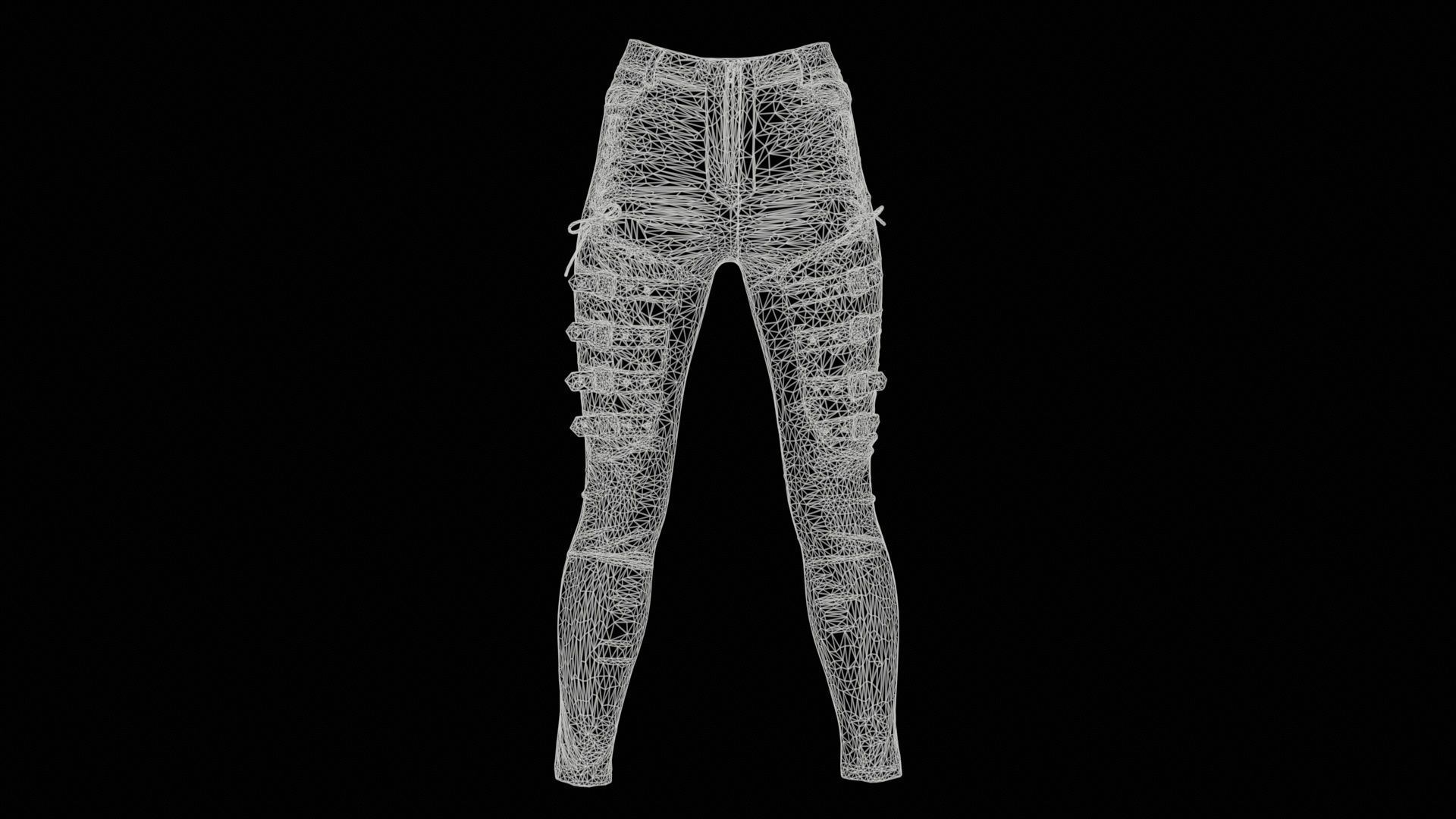 Bows and Lace Vinyl Pants Low-poly 3D model_11