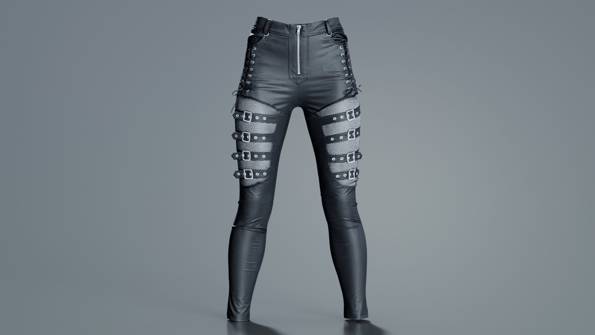 Bows and Lace Vinyl Pants Low-poly 3D model_5